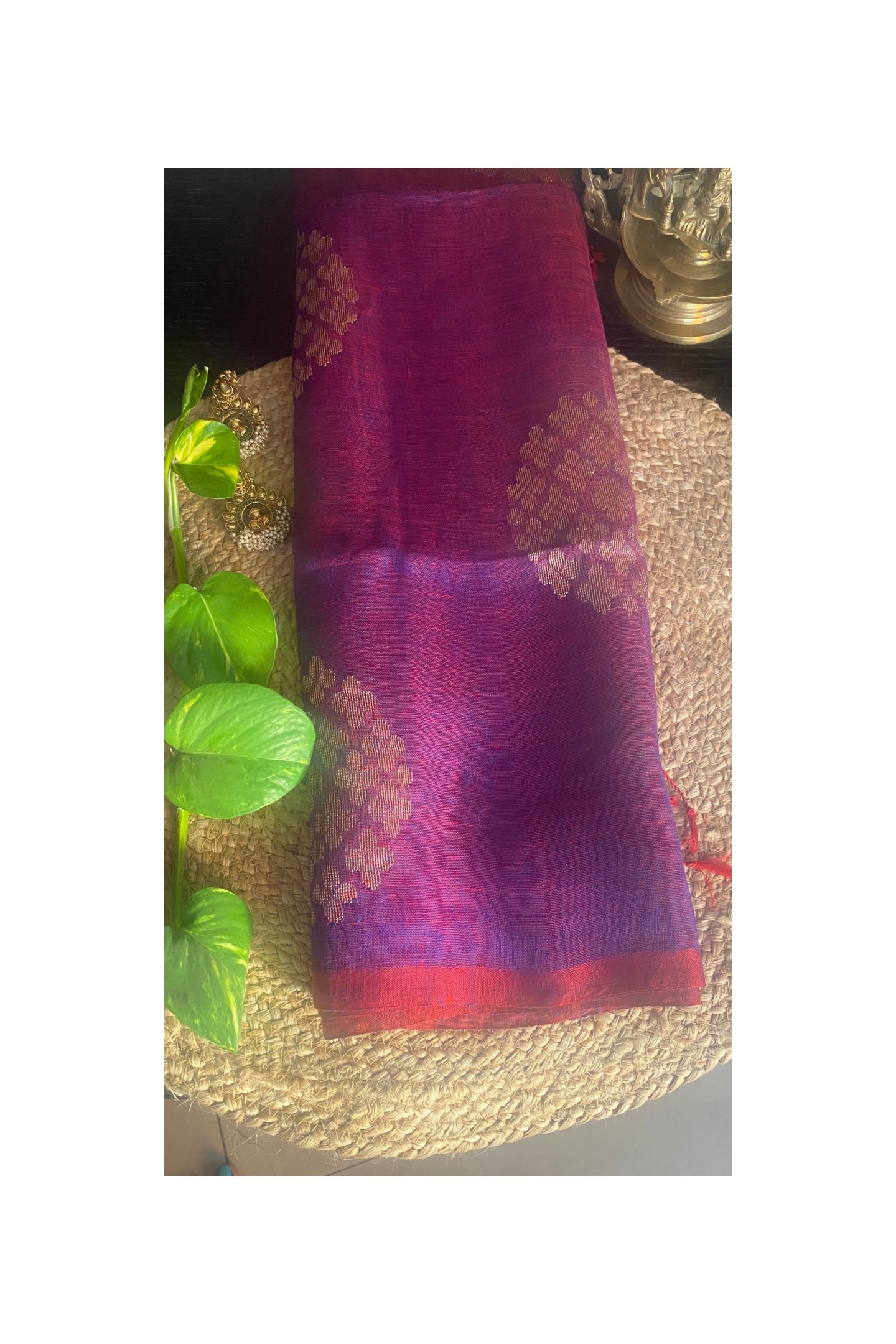 PURPLE LINEN SAREE