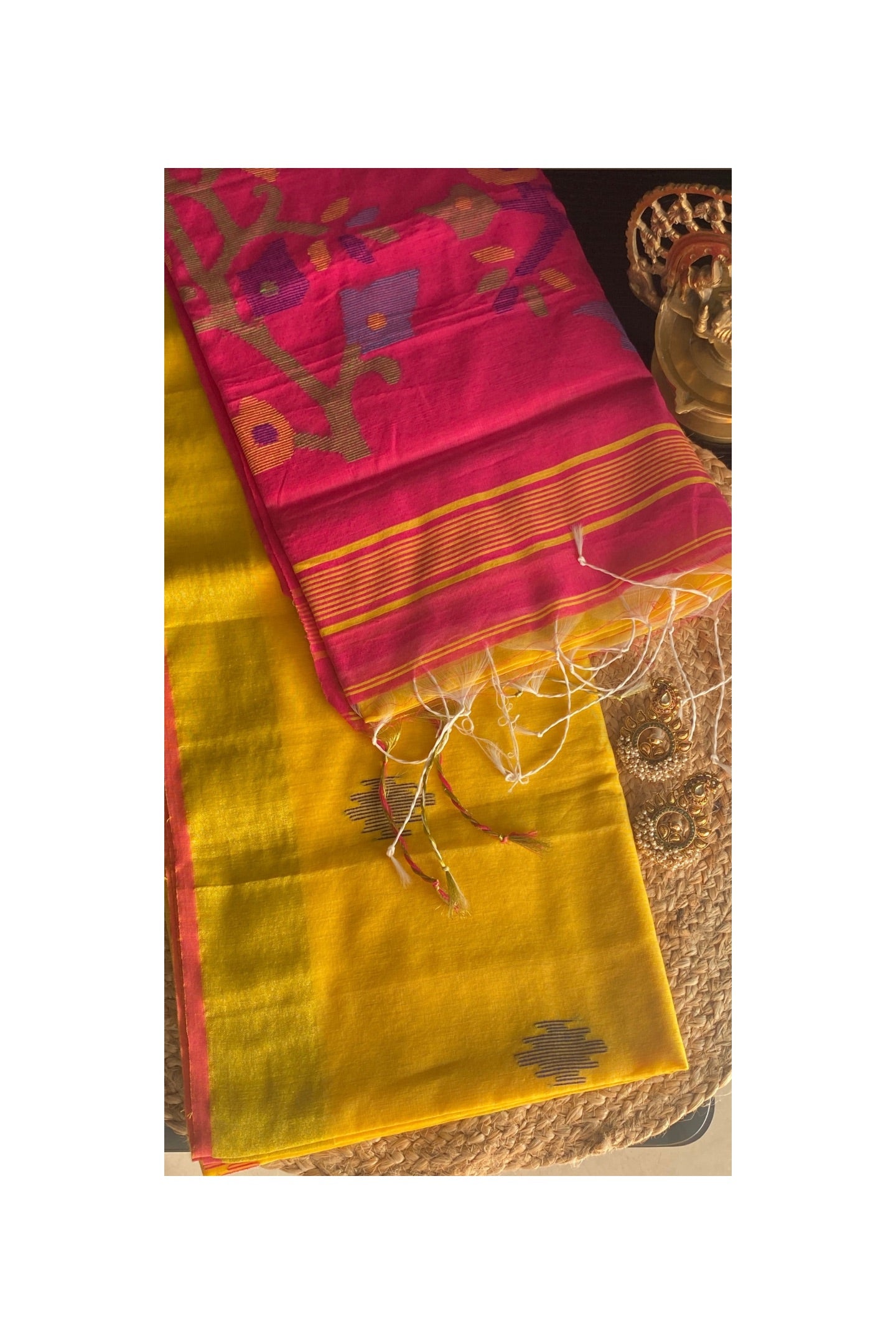 YELLOW COTTON SILK SAREE