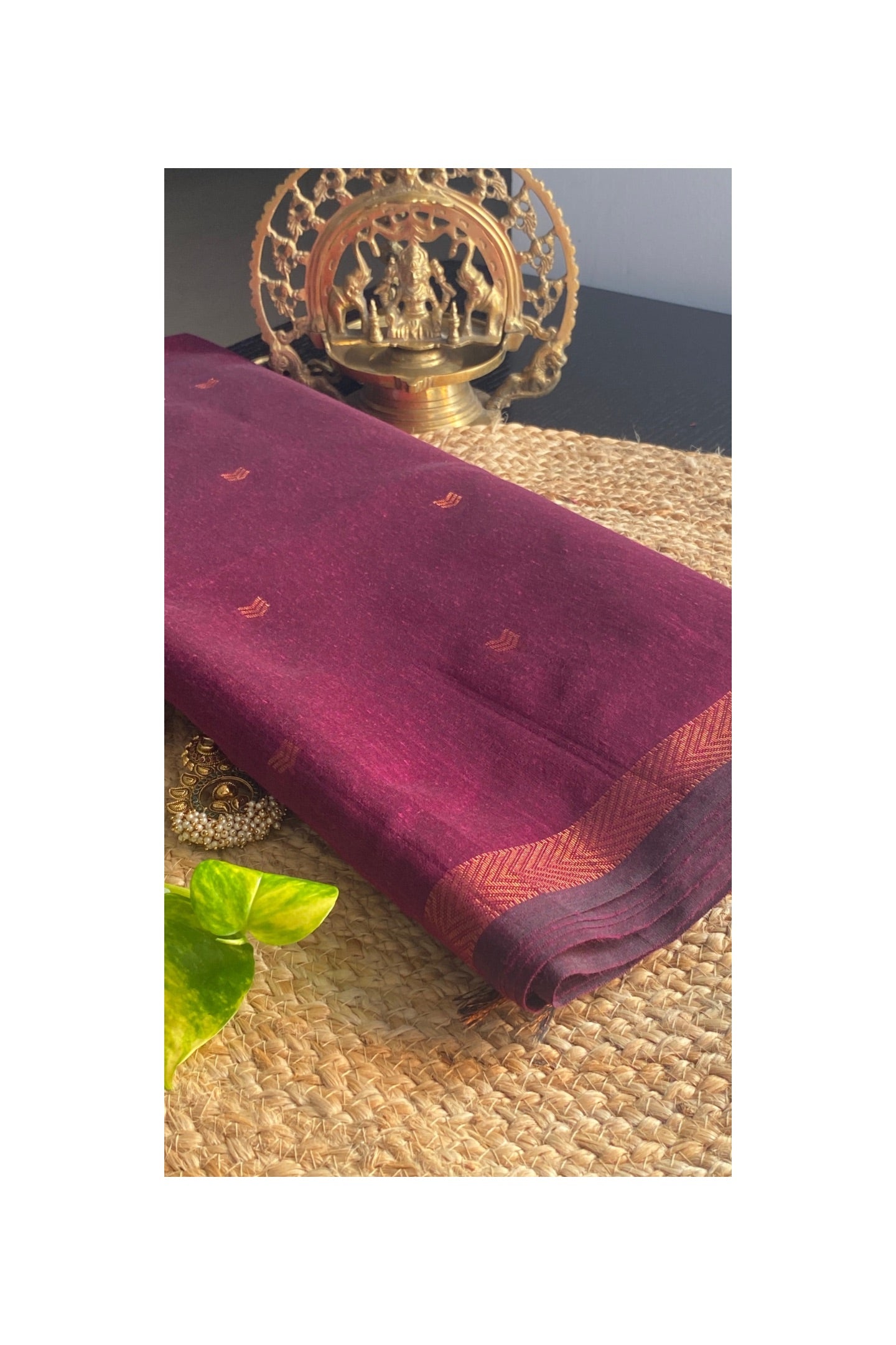 MAROON MAHESHWARI SAREE