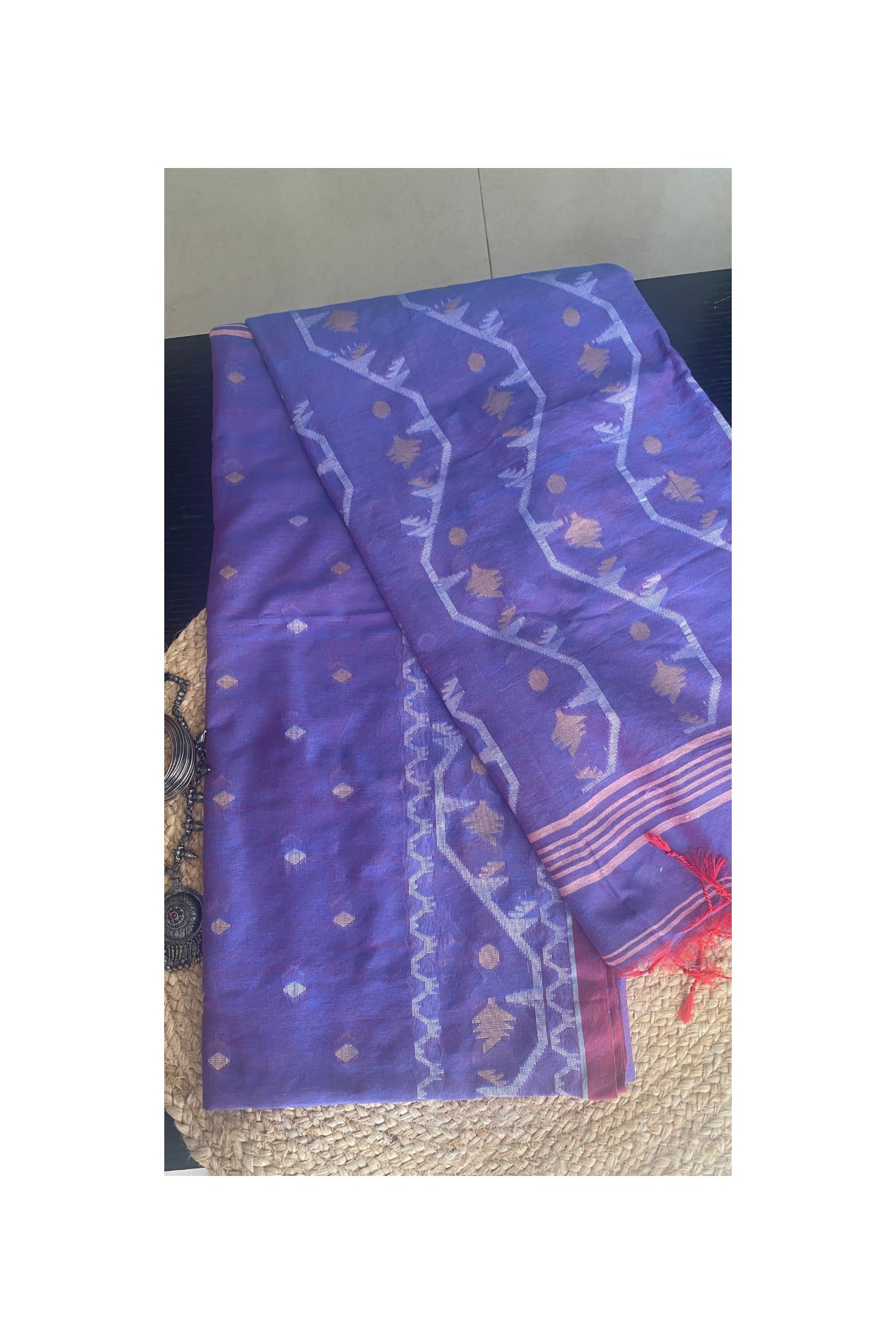 LAVENDER COTTON JAMDANI SAREE
