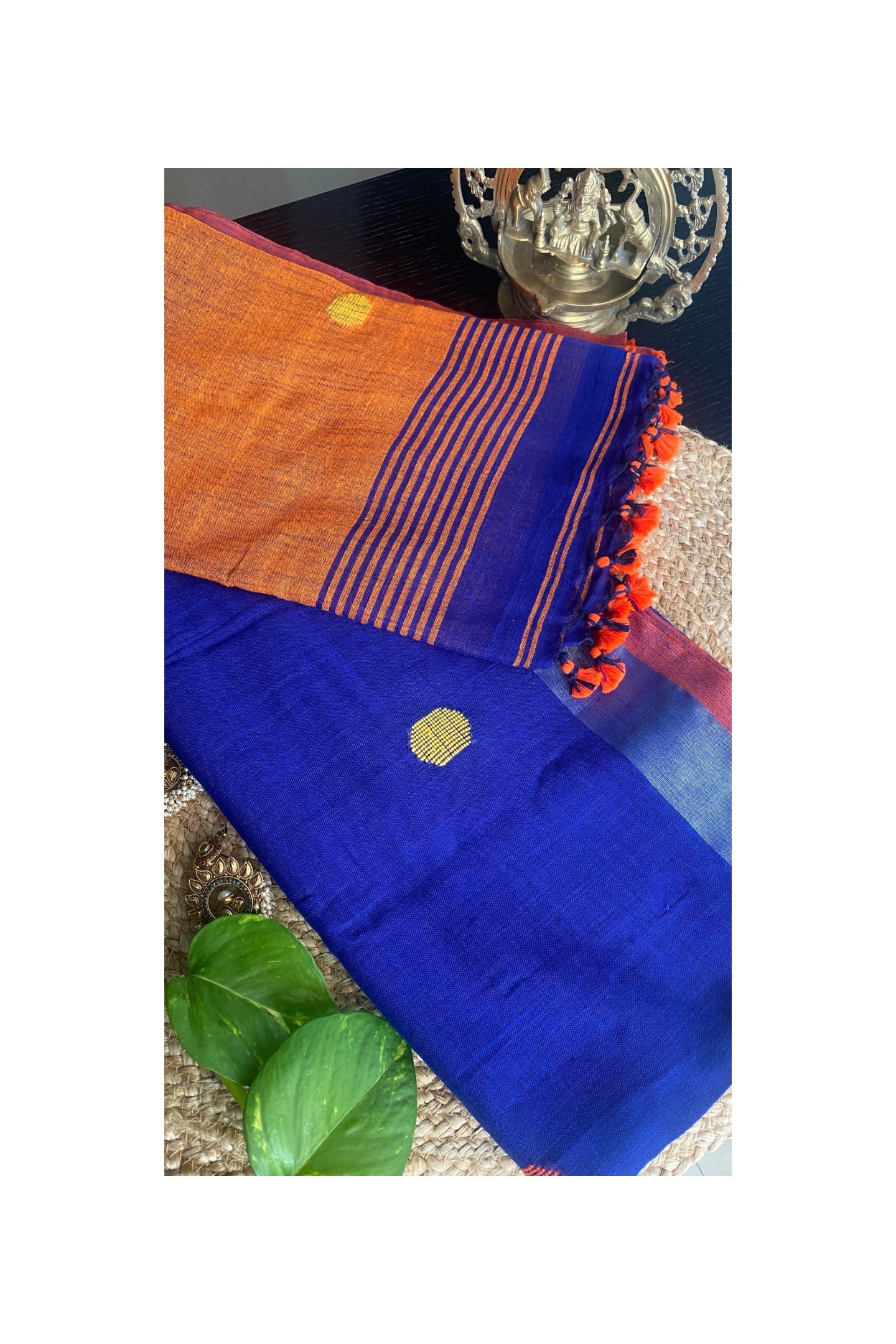 LINEN COTTON BLUE SAREE