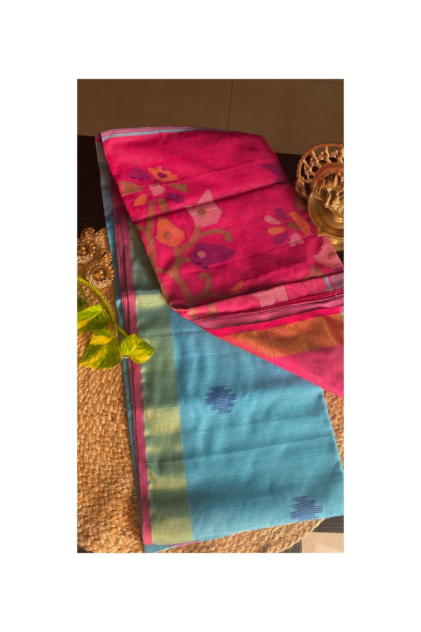 SKY BLUE COTTON SILK SAREE