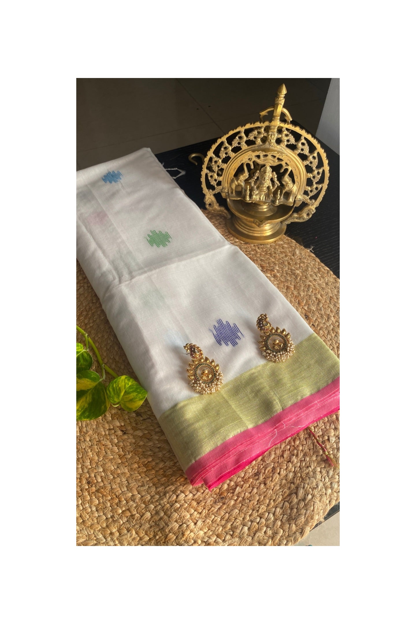 WHITE COTTON SILK SAREE