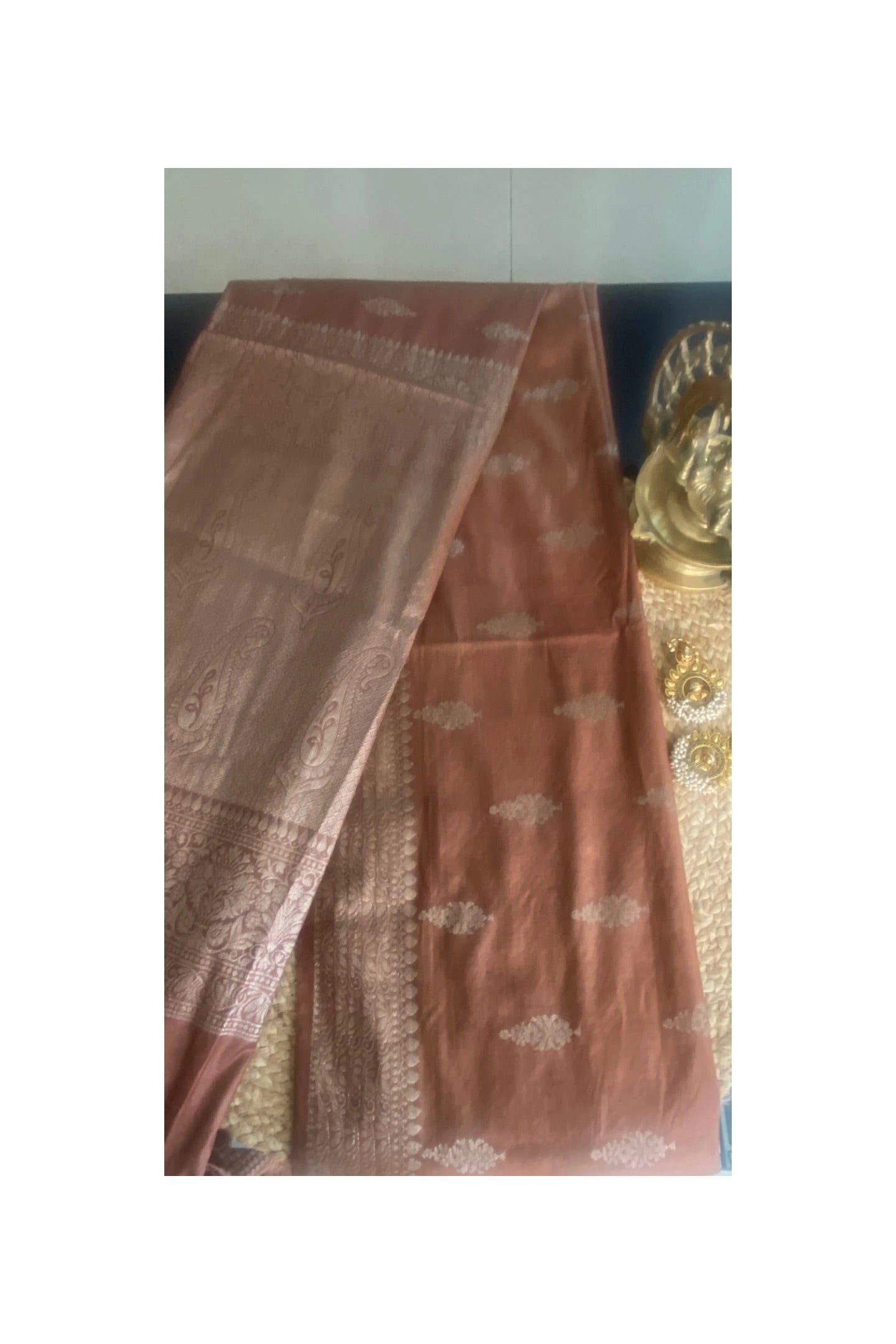 BROWN PURE MUNGA SILK SAREE