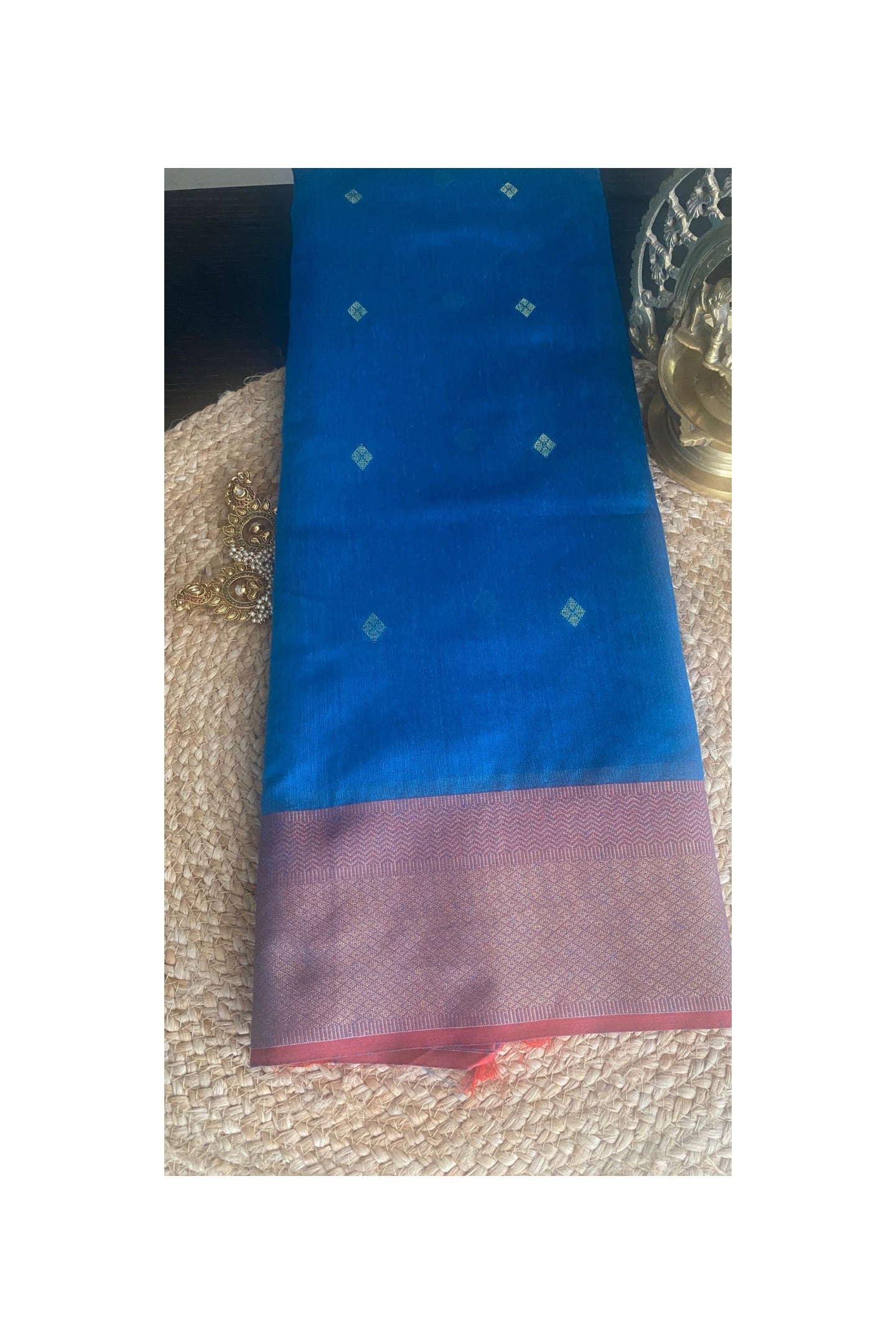 BLUE MAHESHWARI SAREE