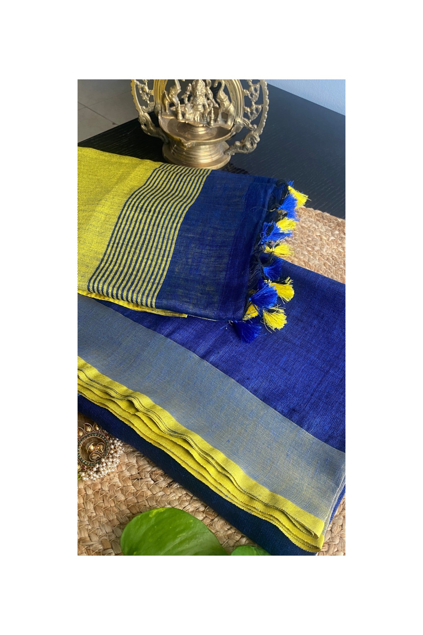 BLUE LINEN SAREE