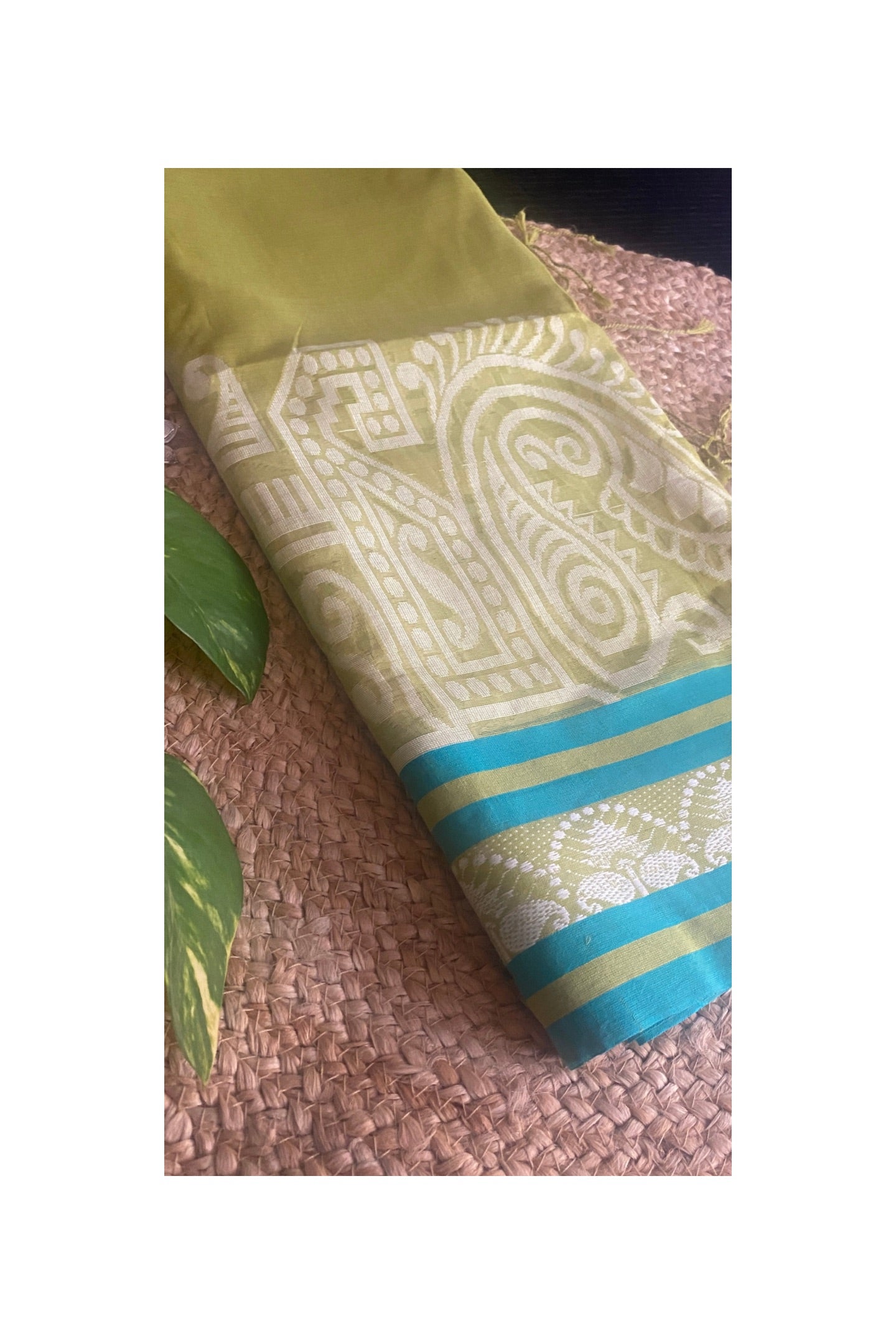 GREEN COTTON JAMDANI SAREE