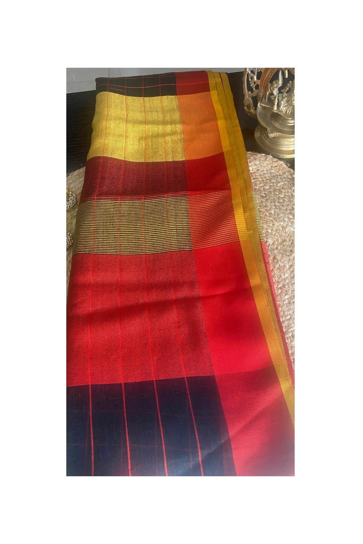 LINEN BLACK CHECKS SAREE