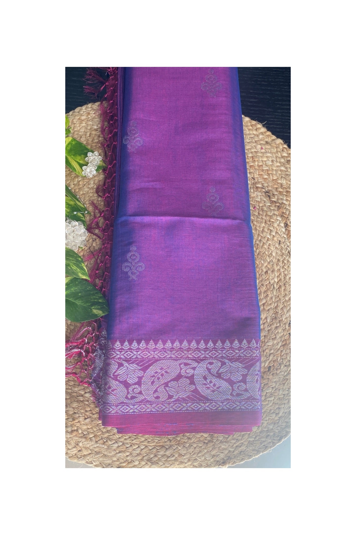 Purple Linen Tissue Saree