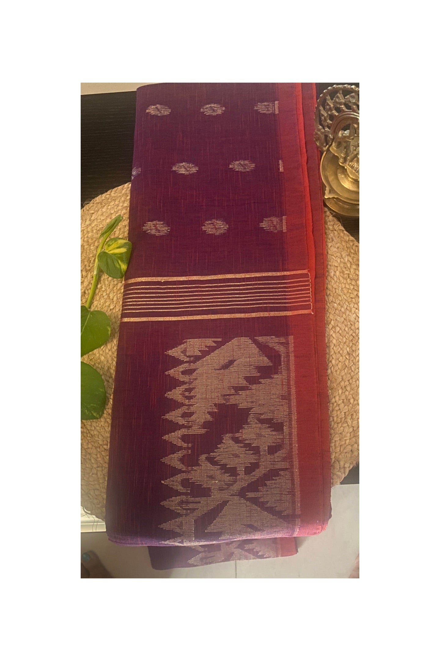 Purple linen saree