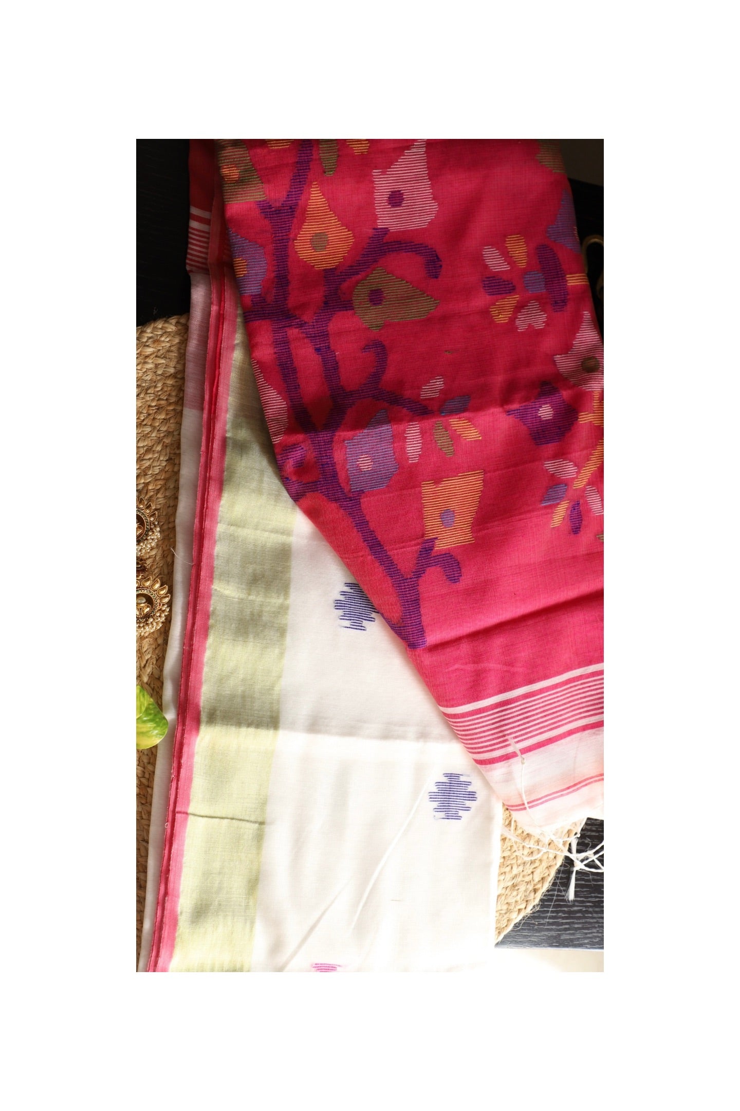 WHITE COTTON SILK SAREE