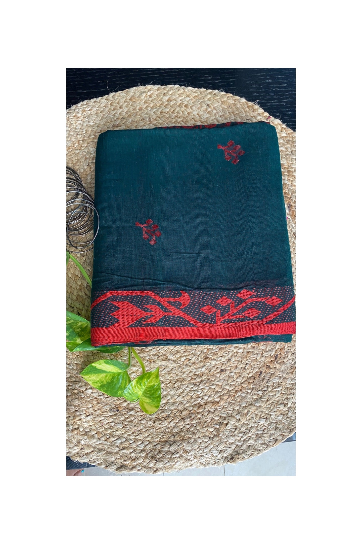 Green khadi cotton saree