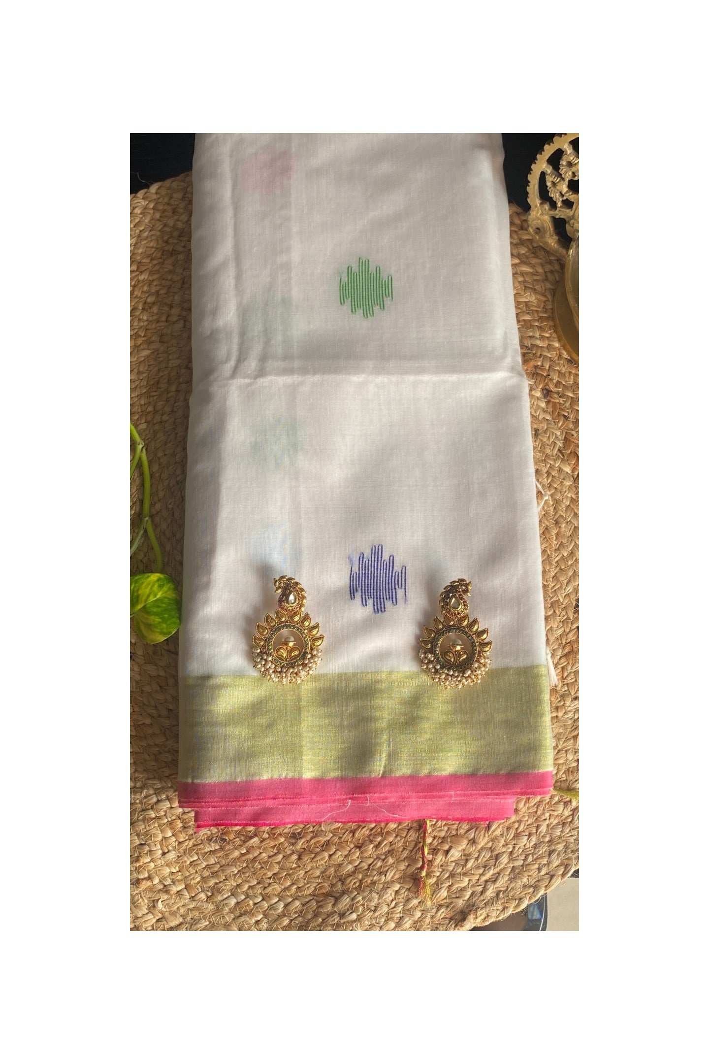 WHITE COTTON SILK SAREE