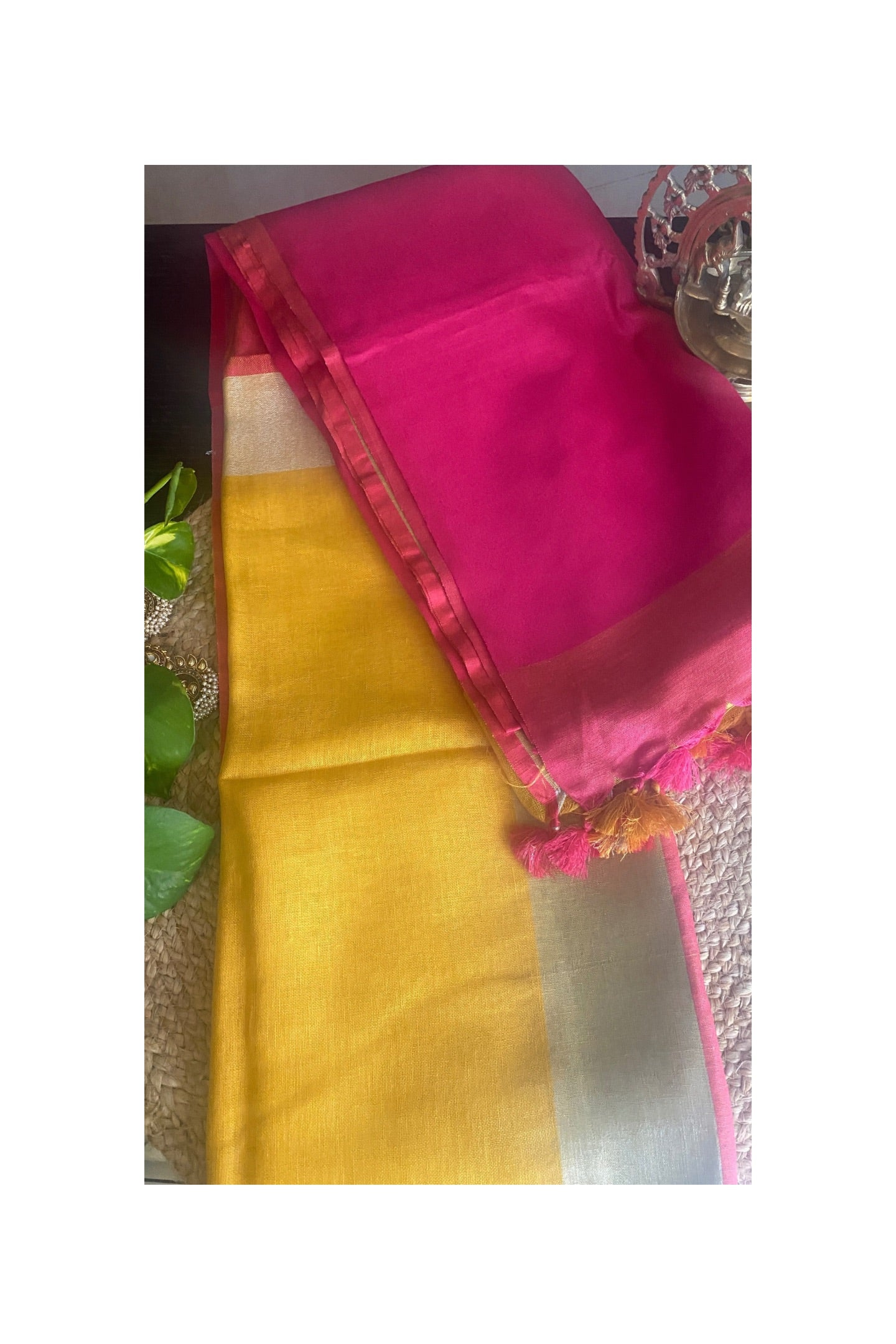 LINEN YELLOW SAREE