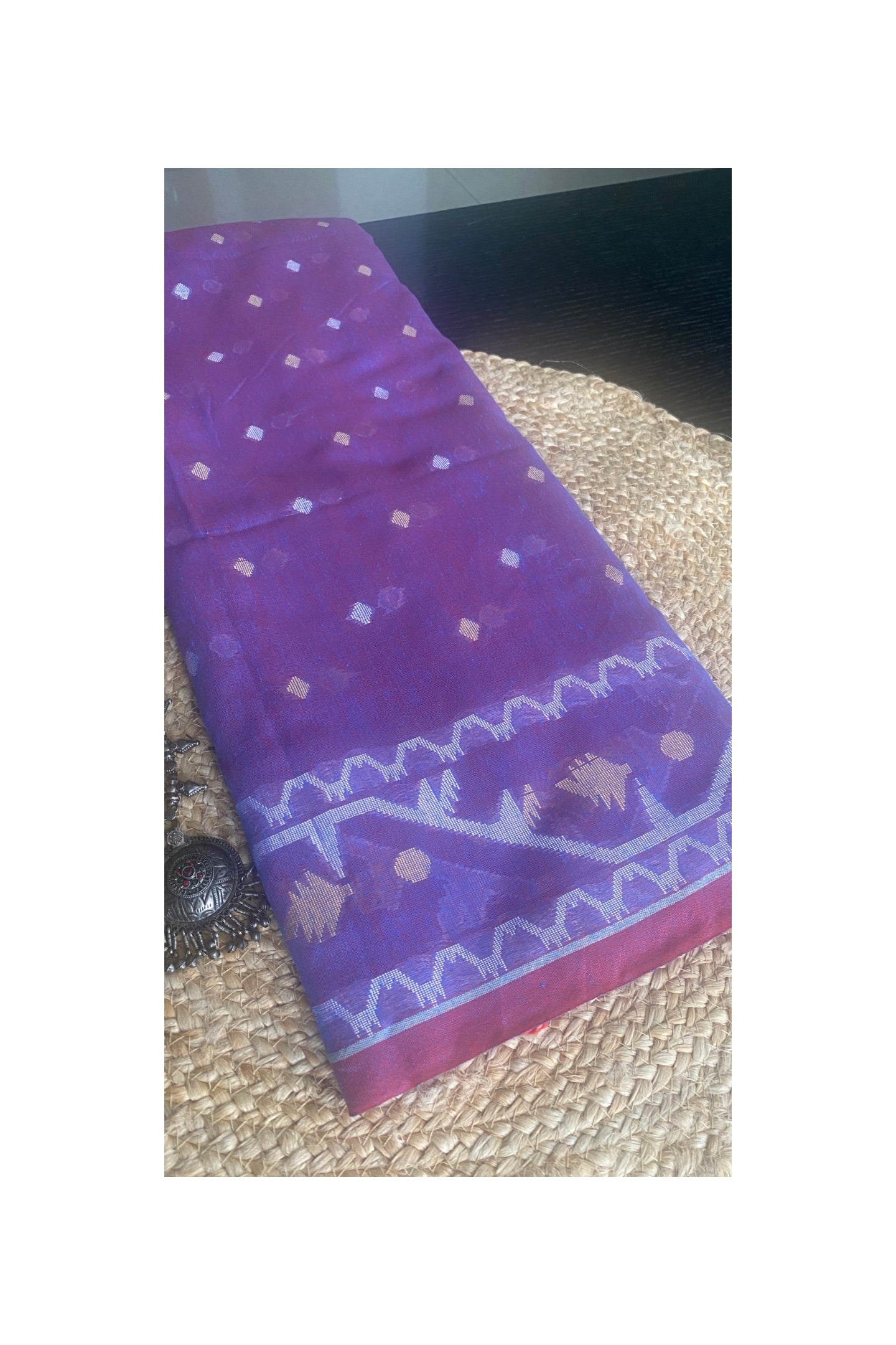 Lavender Cotton Jamdani Saree