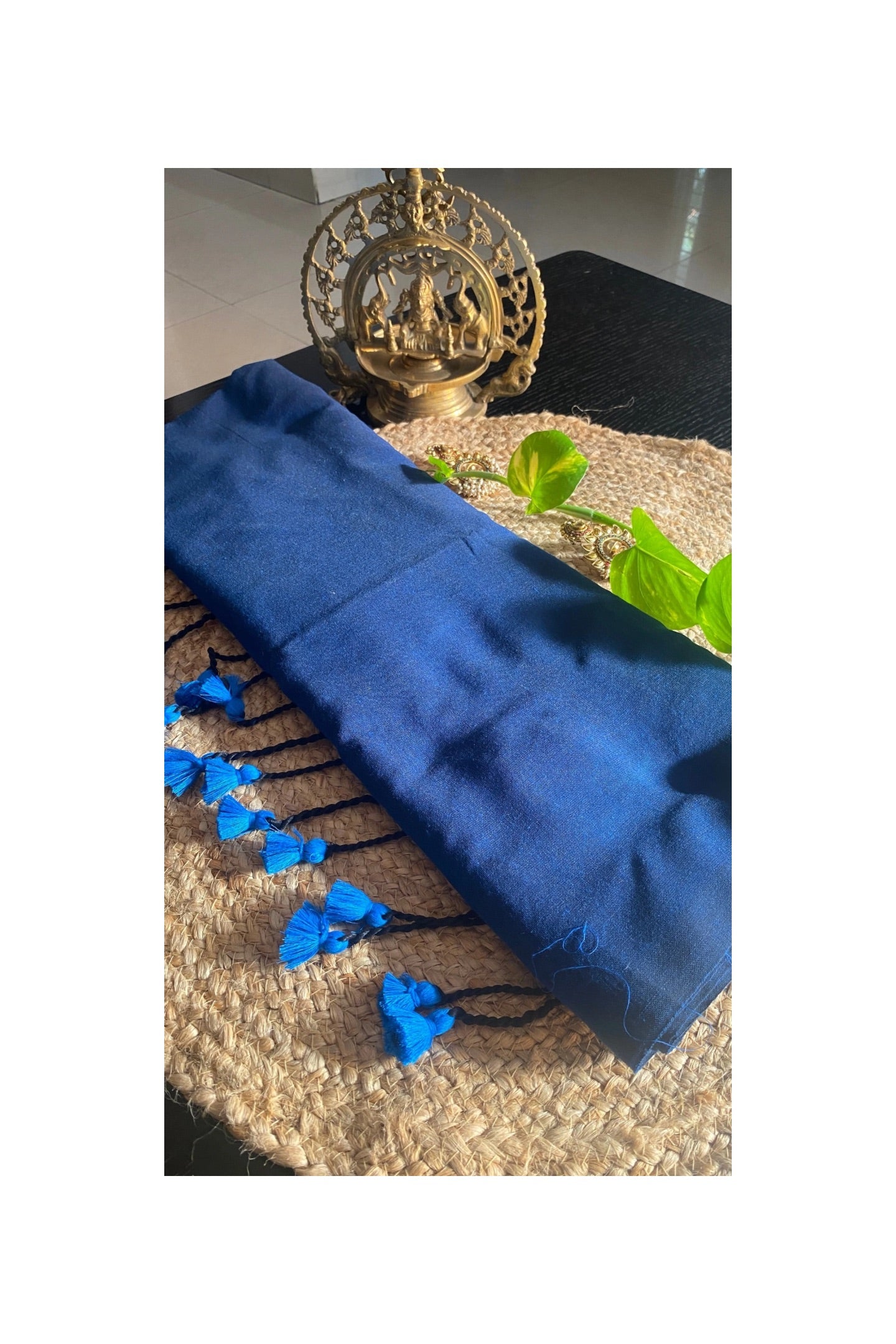 BLUE KHADI COTTON SAREE