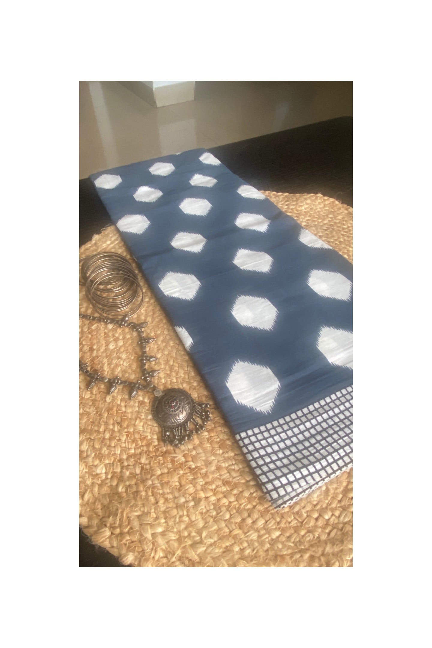 GREY IKKAT PRINT MULL COTTON
