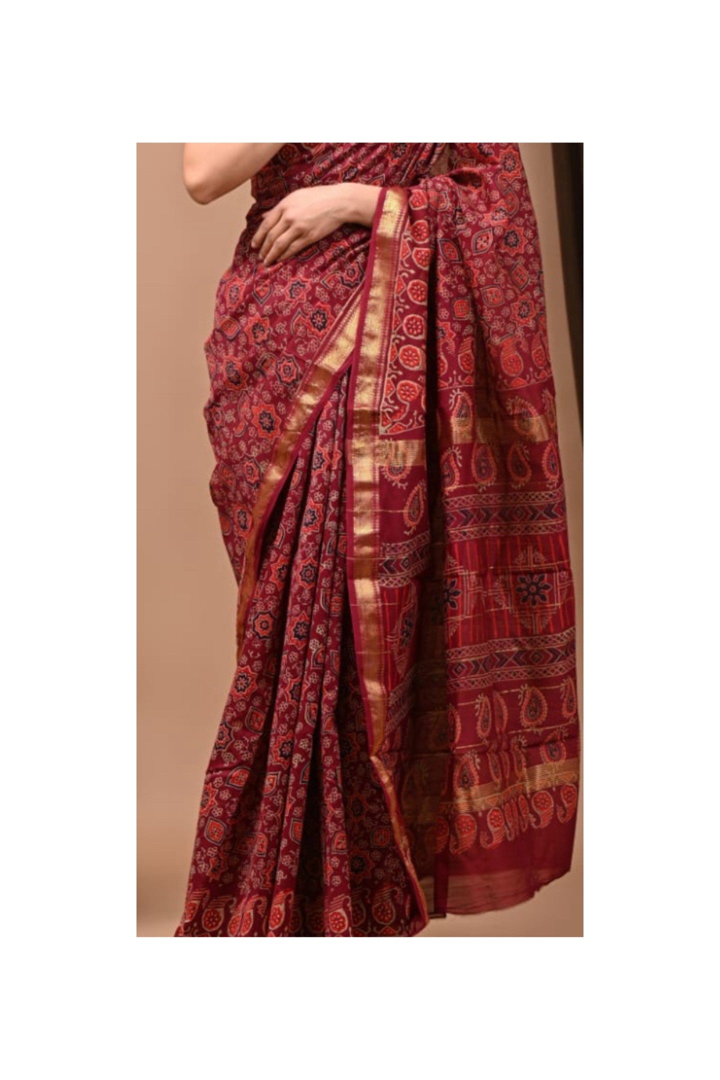 MAROON MAHESHWARI SAREE