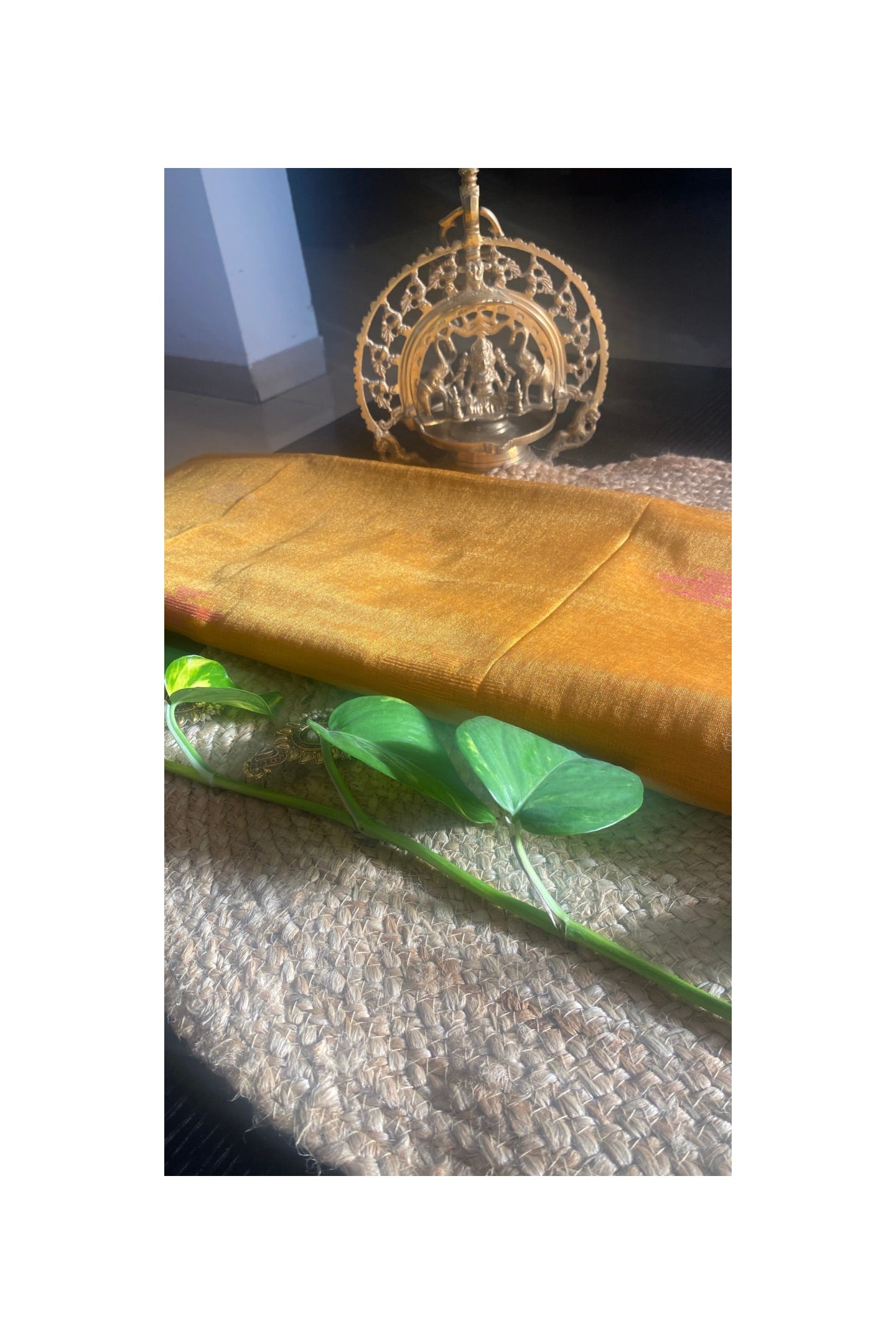 Yellow linen tissue saree