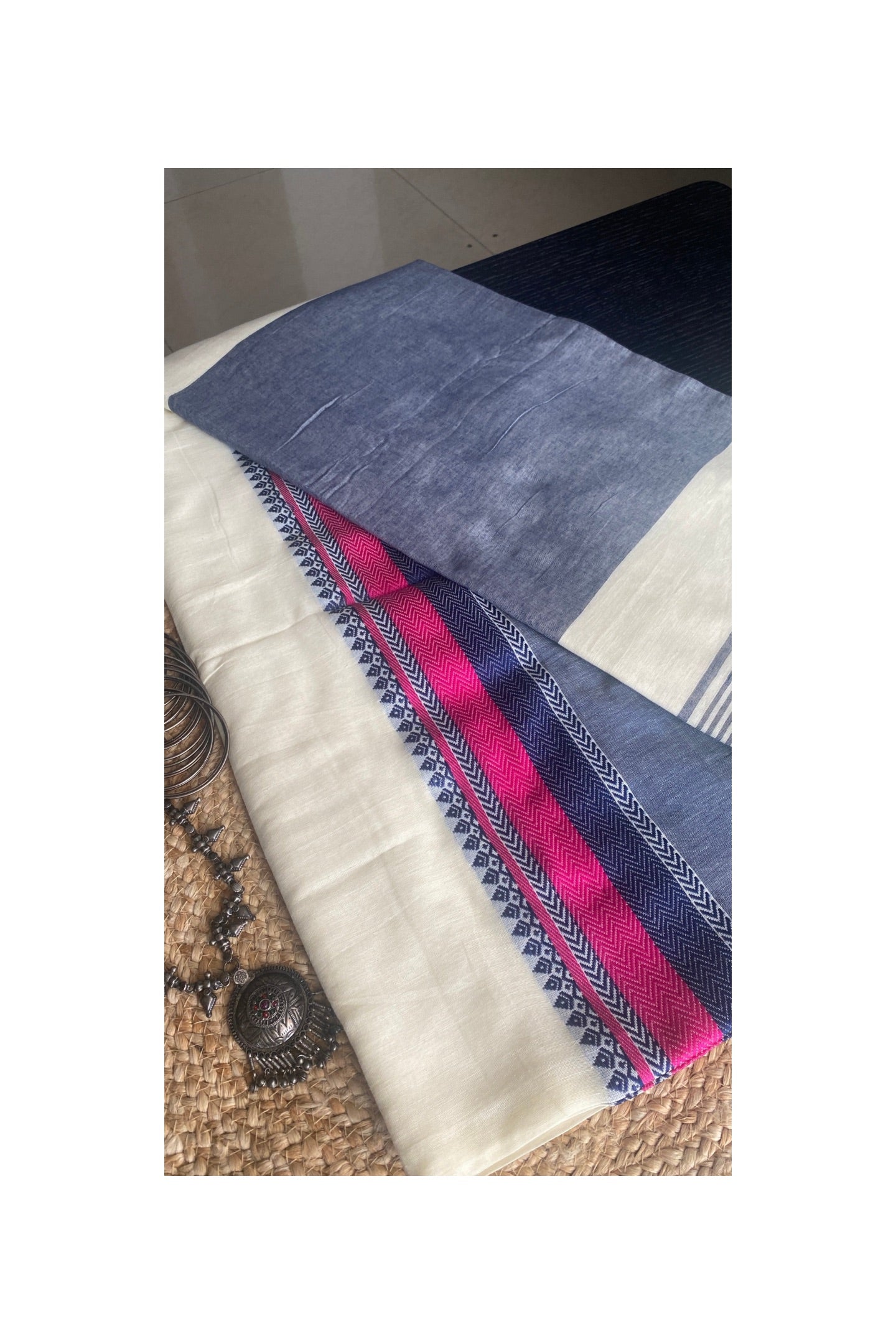 OFF WHITE COTTON SAREE