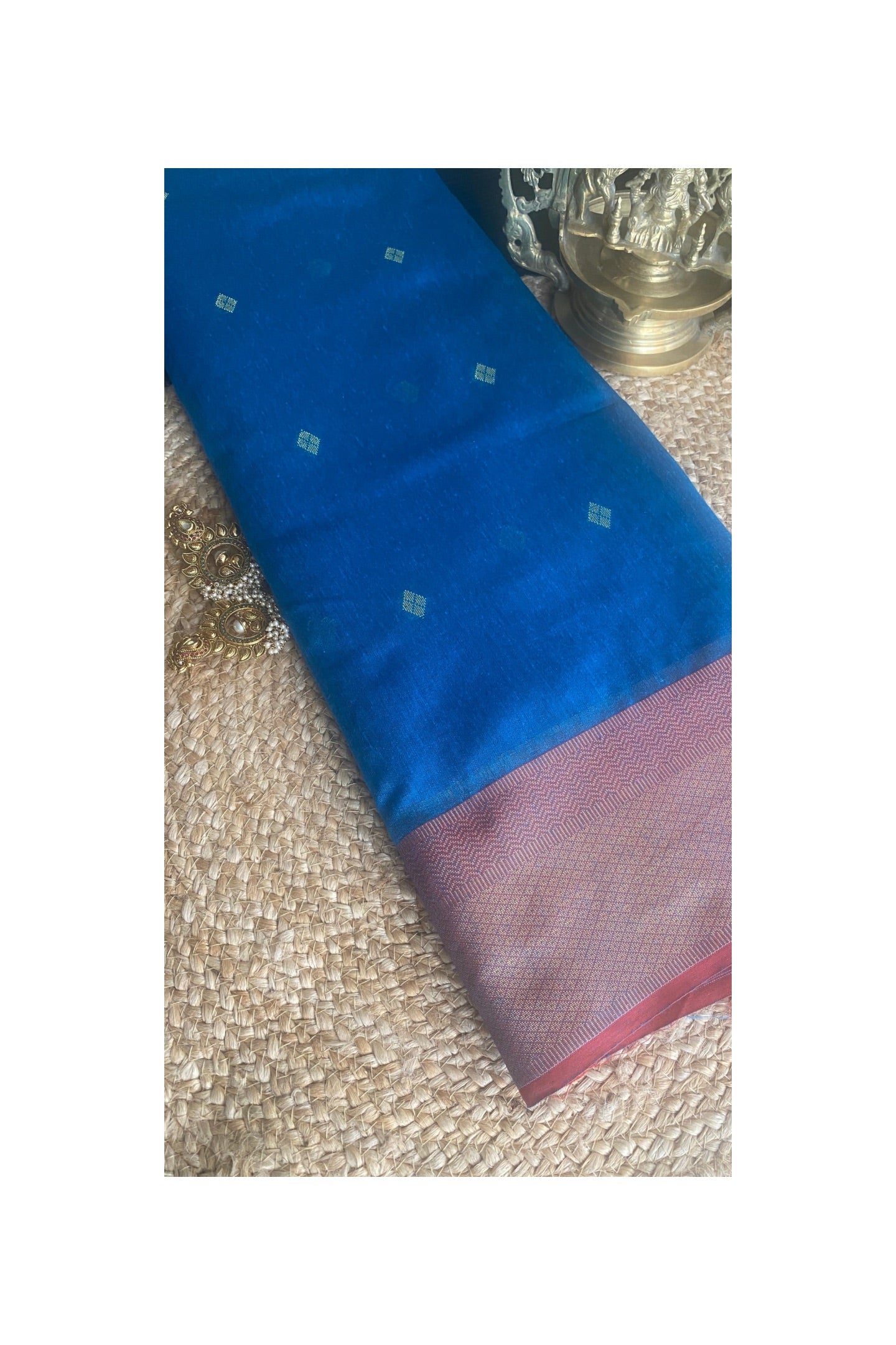 BLUE MAHESHWARI SAREE