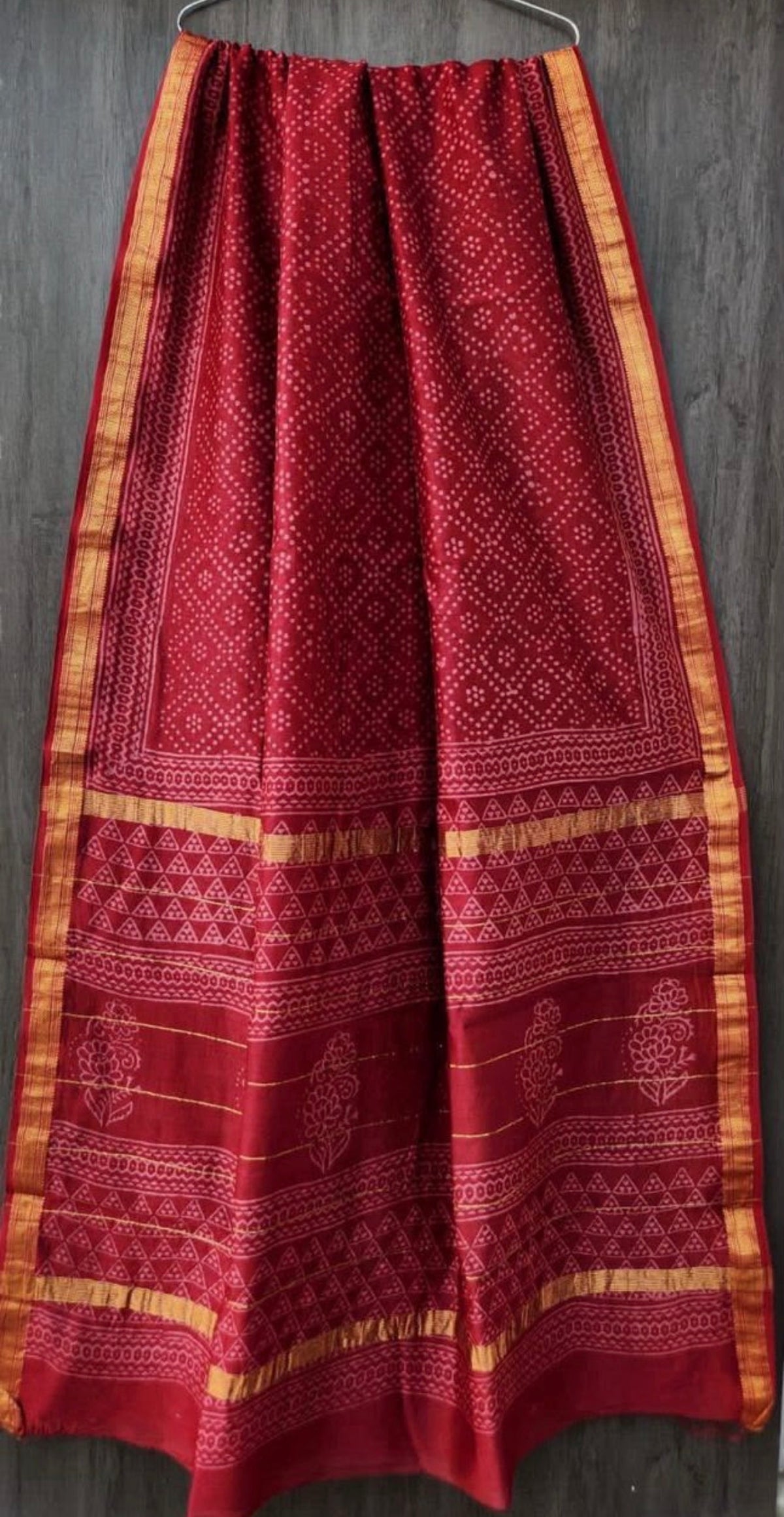 Maroon Maheshwari saree