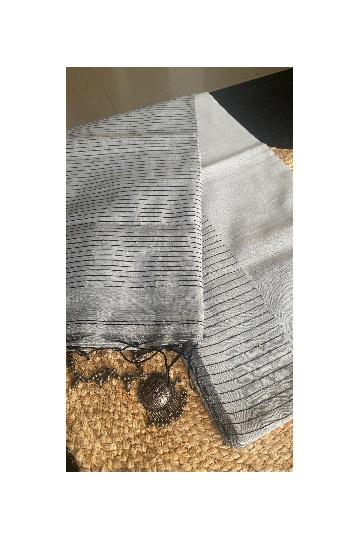 GREY COTTON SILK SAREE