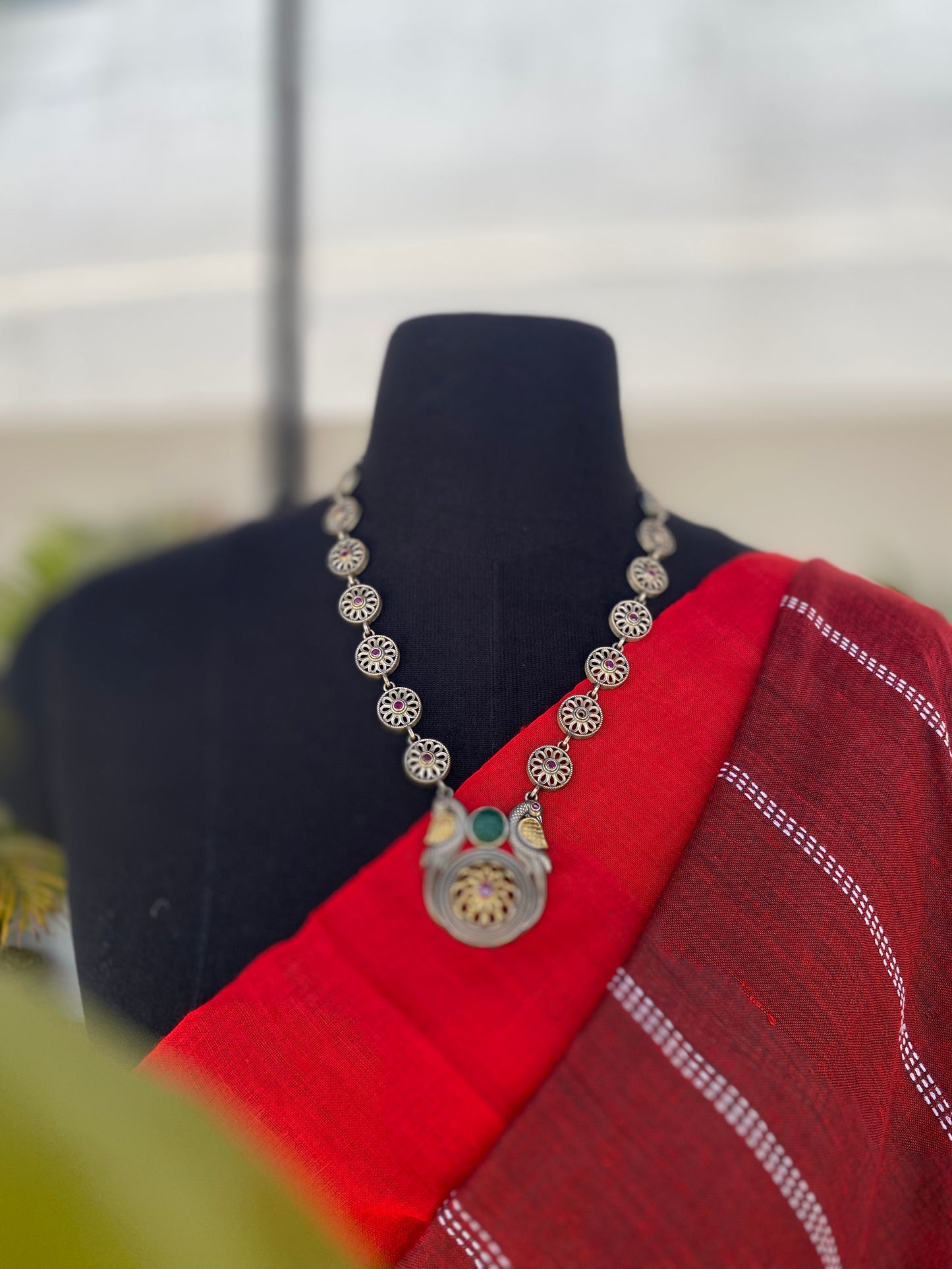 Maroon cotton saree