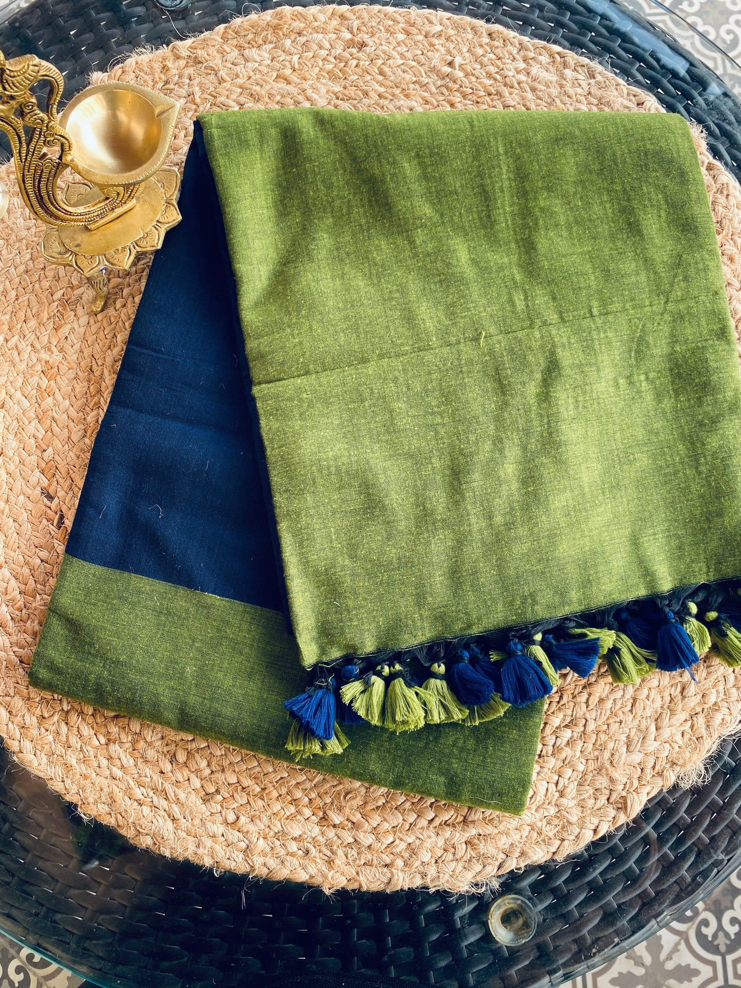 Navy blue cotton saree