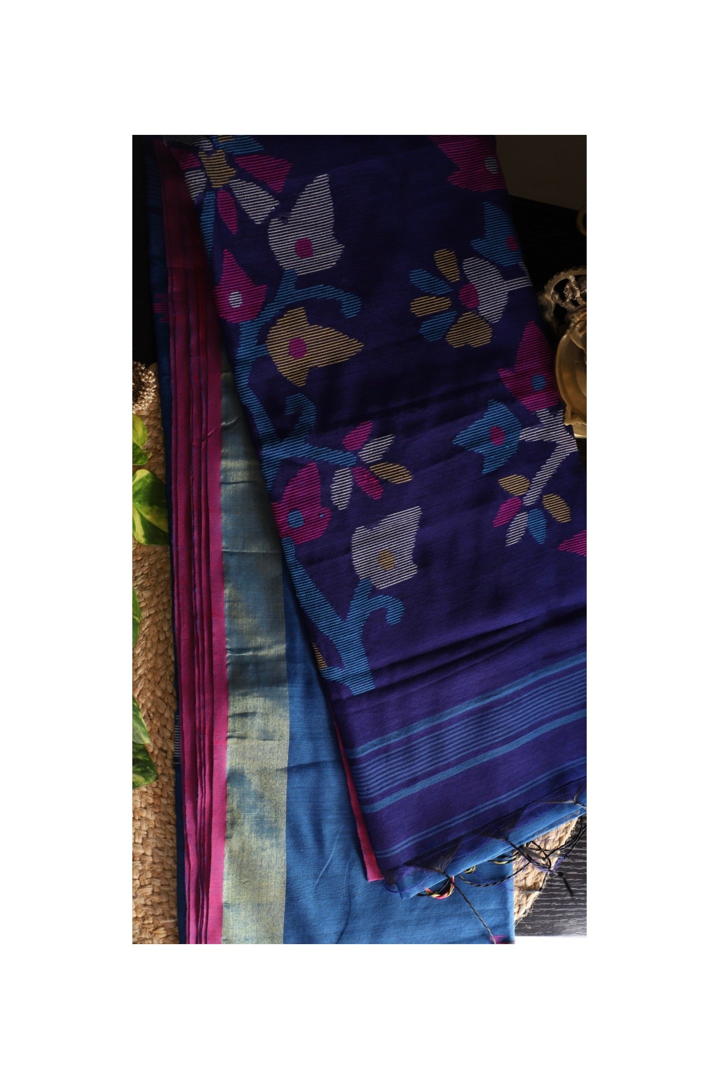 Royal Blue cotton silk Saree