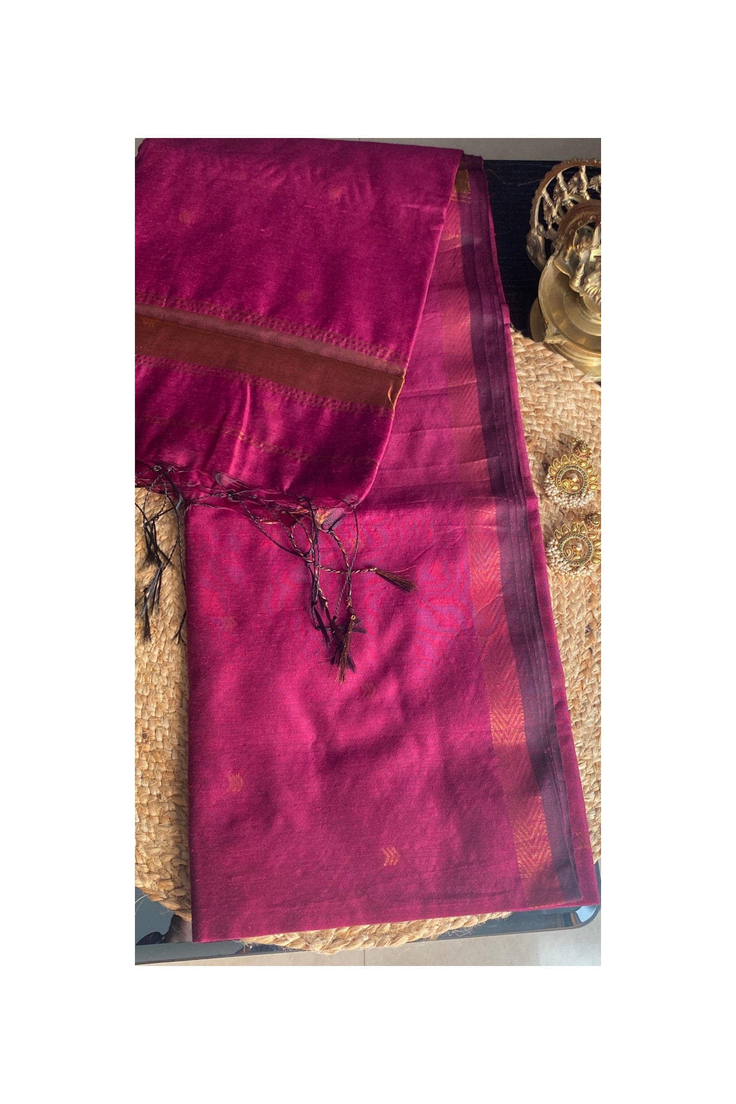 Maheshwari Maroon Saree