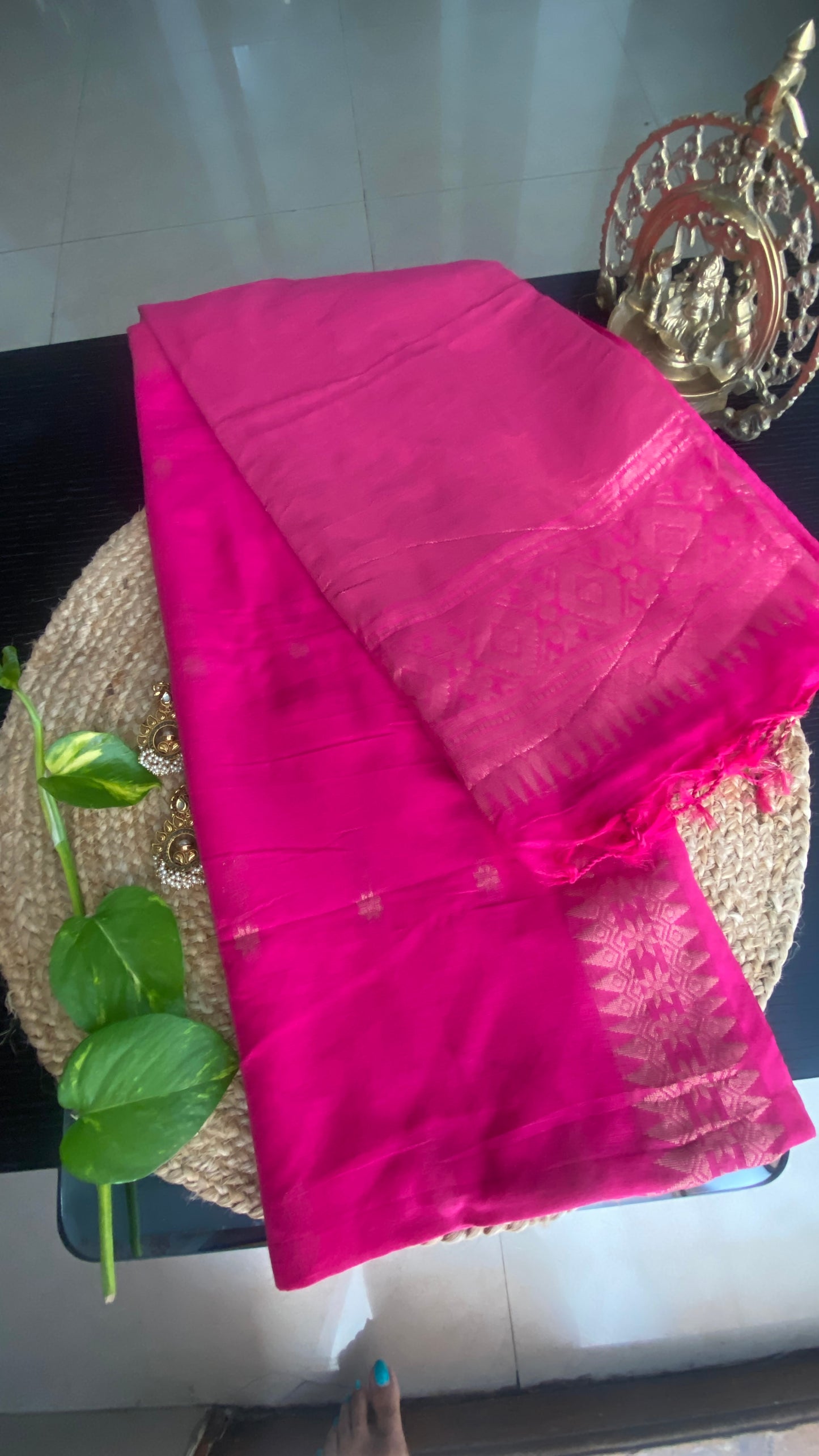 MAGENTA BANARASI COTTON SAREE