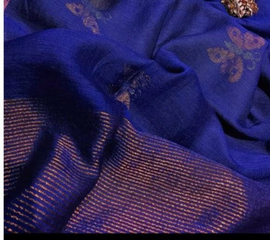 BLUE LINEN SAREE