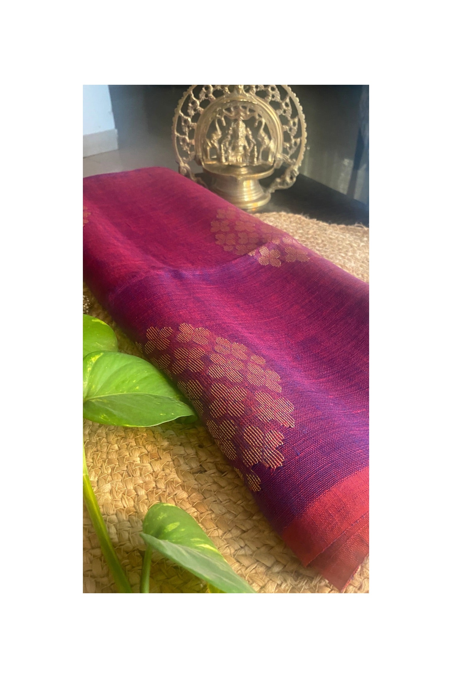 Purple linen saree