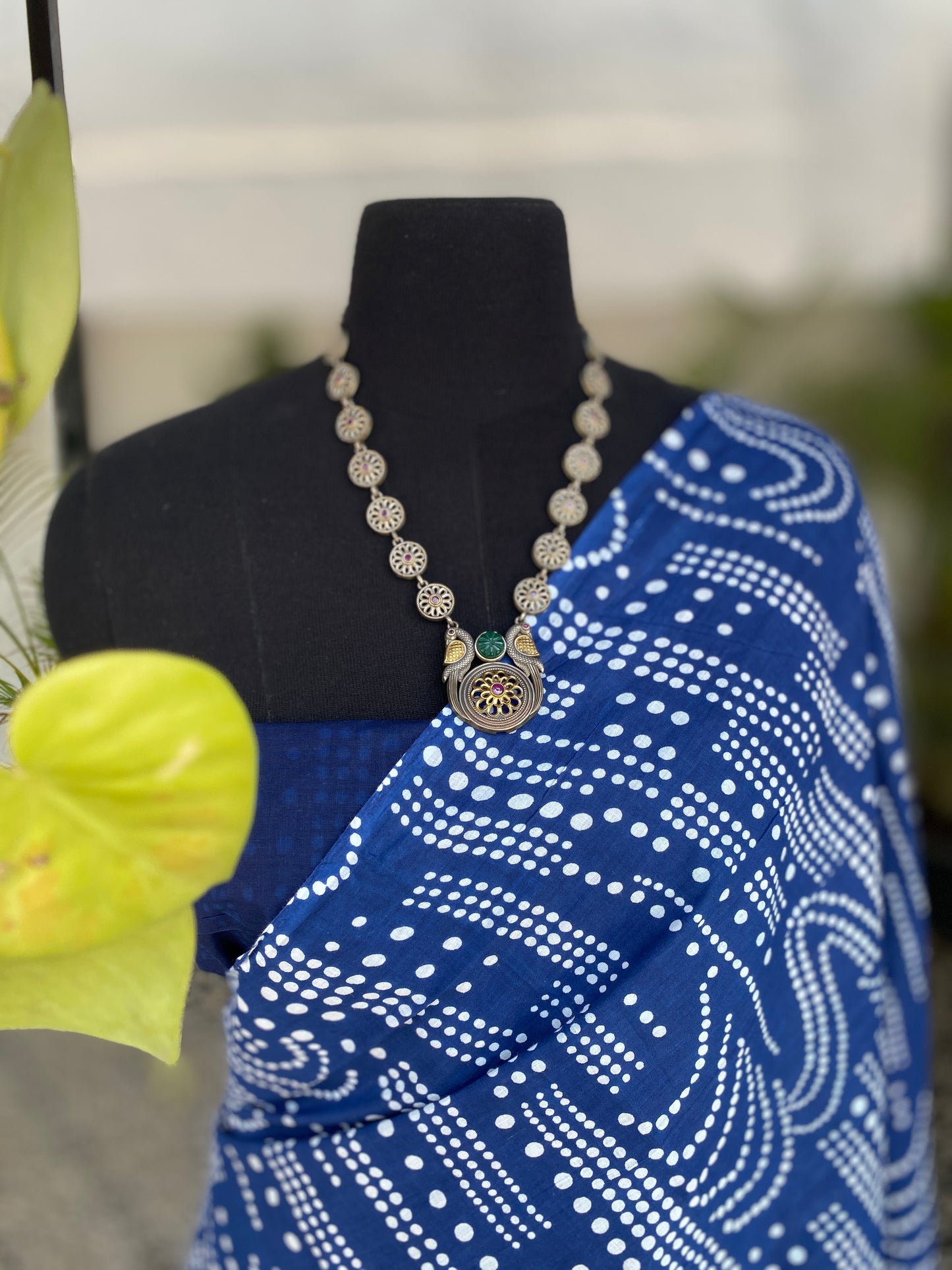 Navy Blue Printed Mull cotton saree