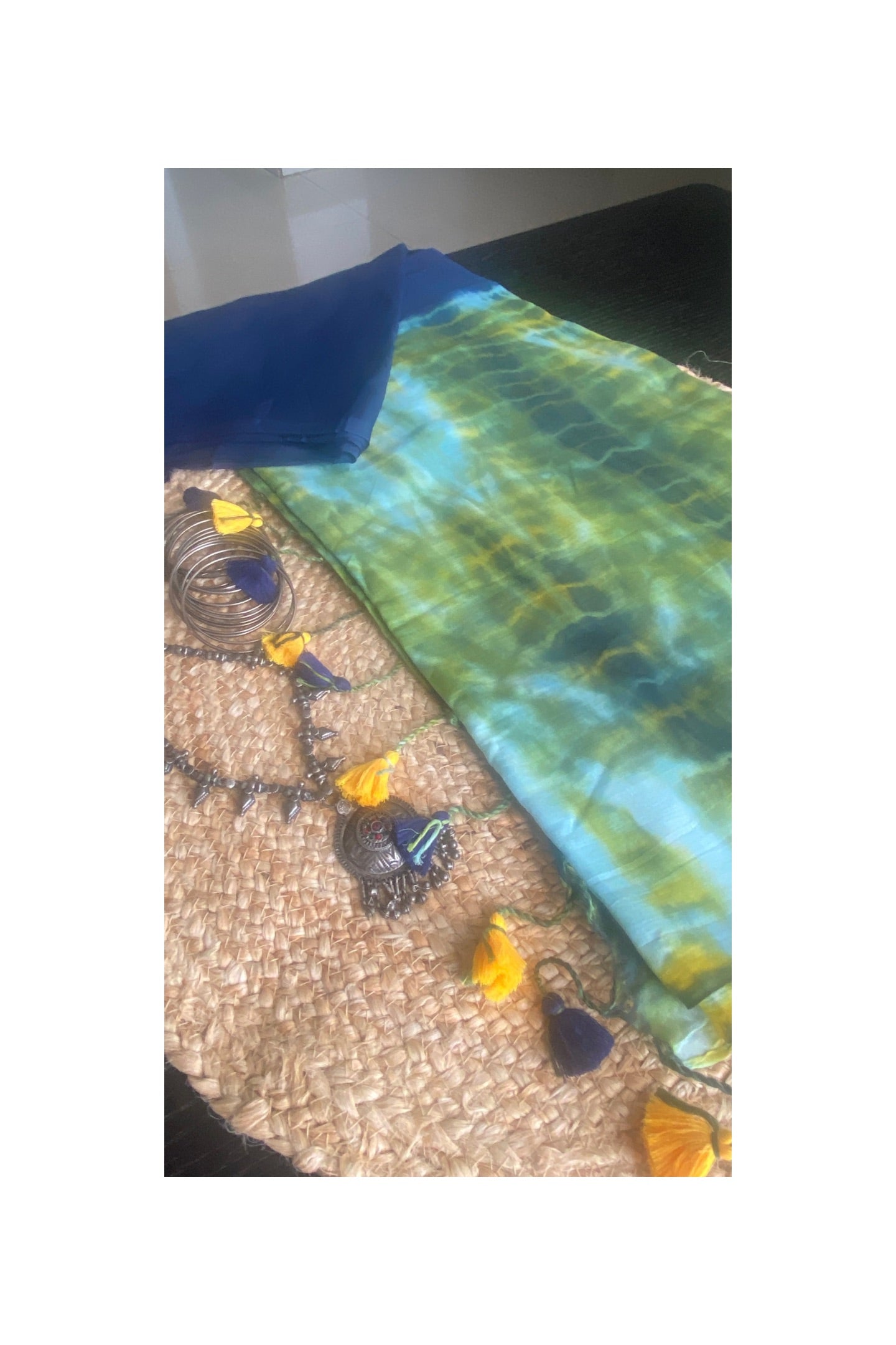 Navy Blue shibori mull cotton saree