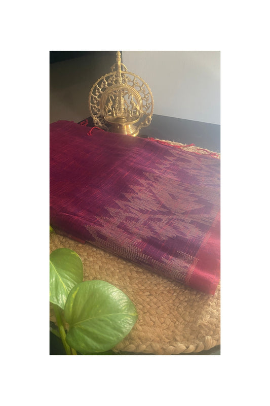 Purple linen saree