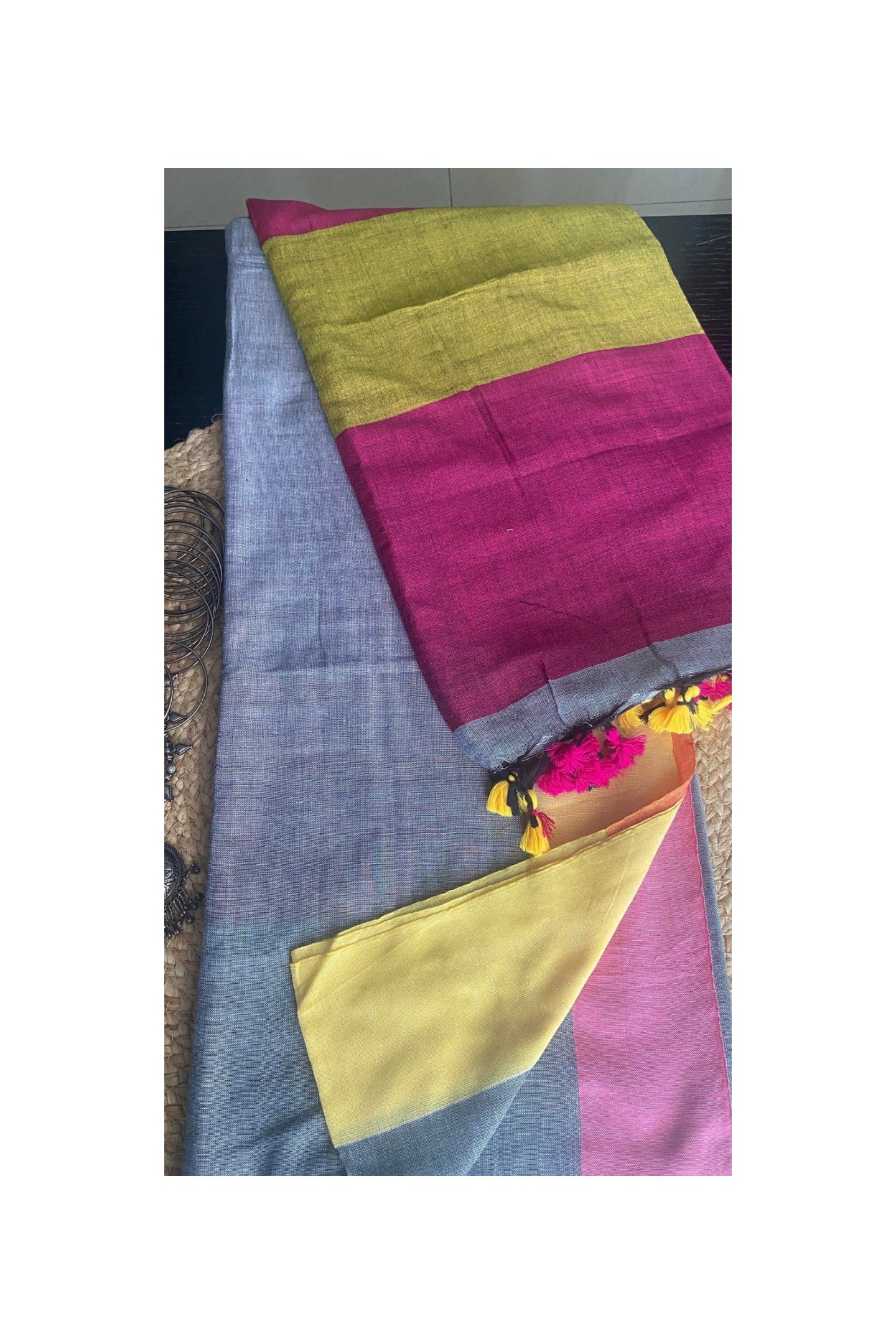 GREY COTTON SAREE