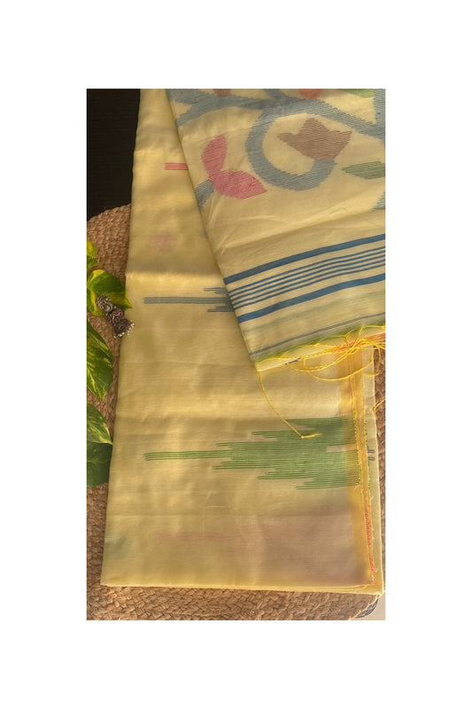 Light Yellow cotton silk Saree
