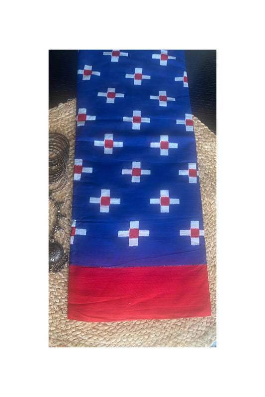 BLUE IKKAT PRINT MULL COTTON