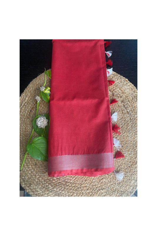 LINEN COTTON RED SAREE