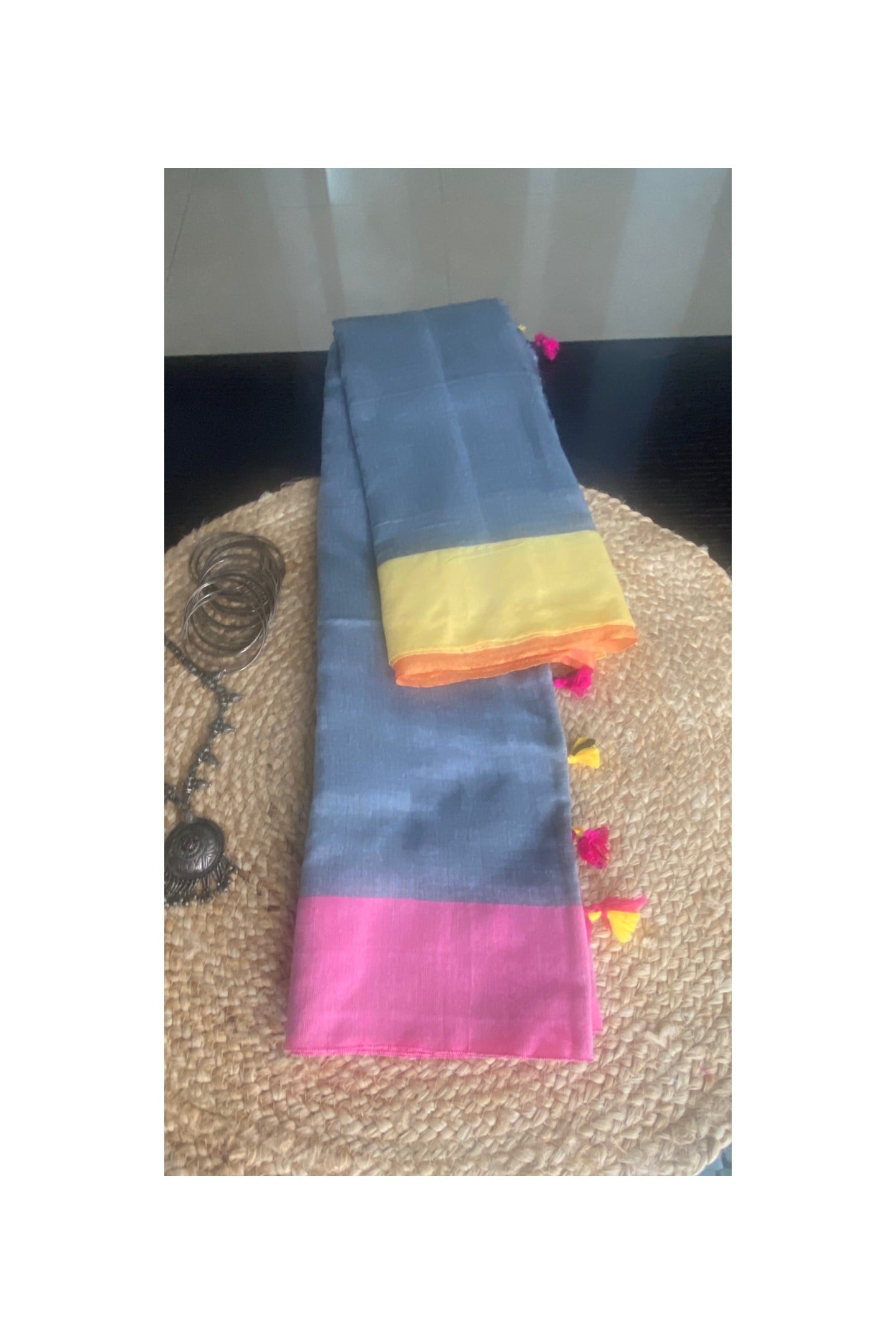 GREY COTTON SAREE