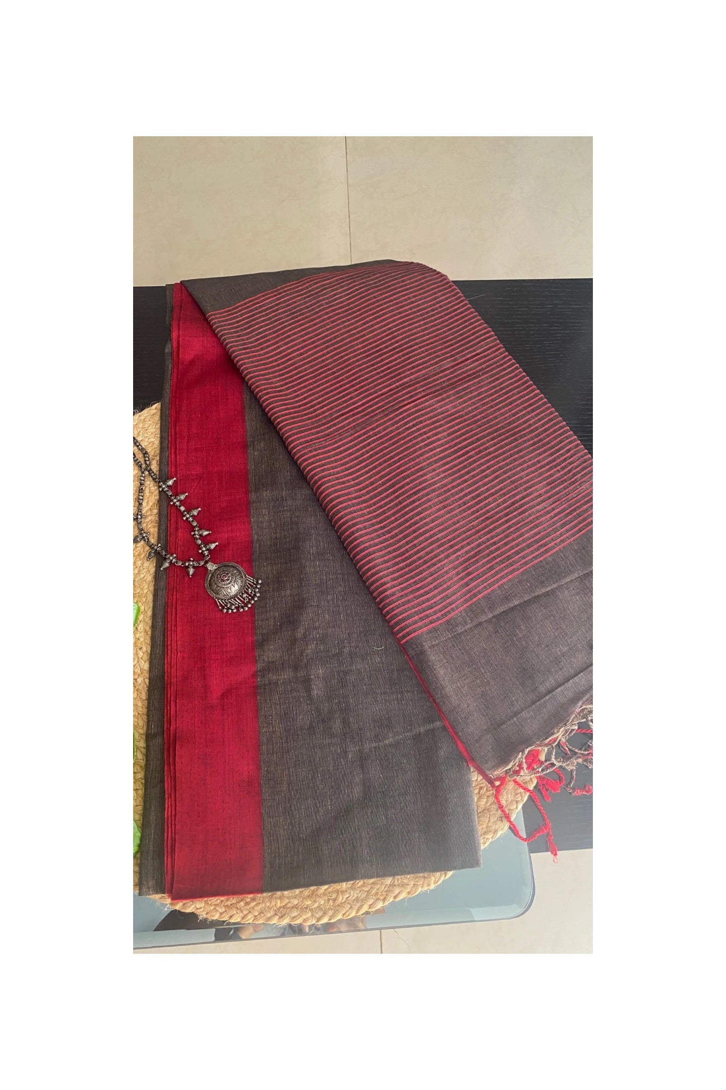 BROWN COTTON SAREE