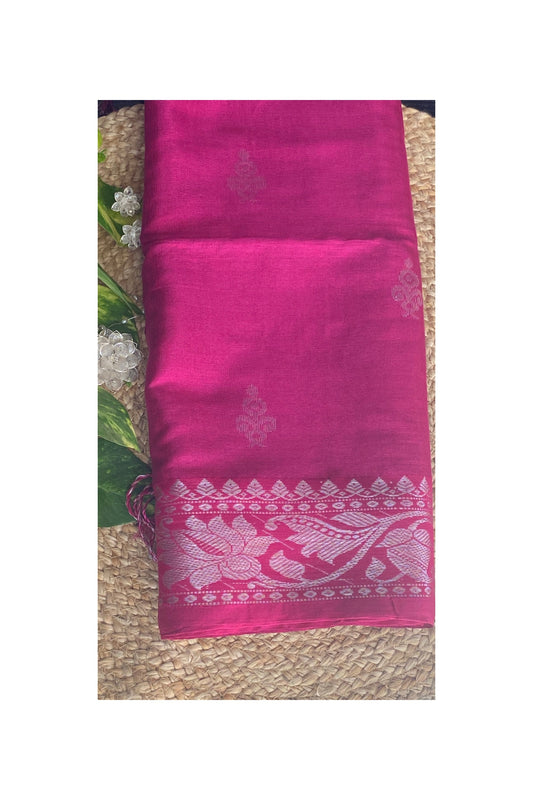 LINEN MAGENTA TISSUE JAMDANI SAREE