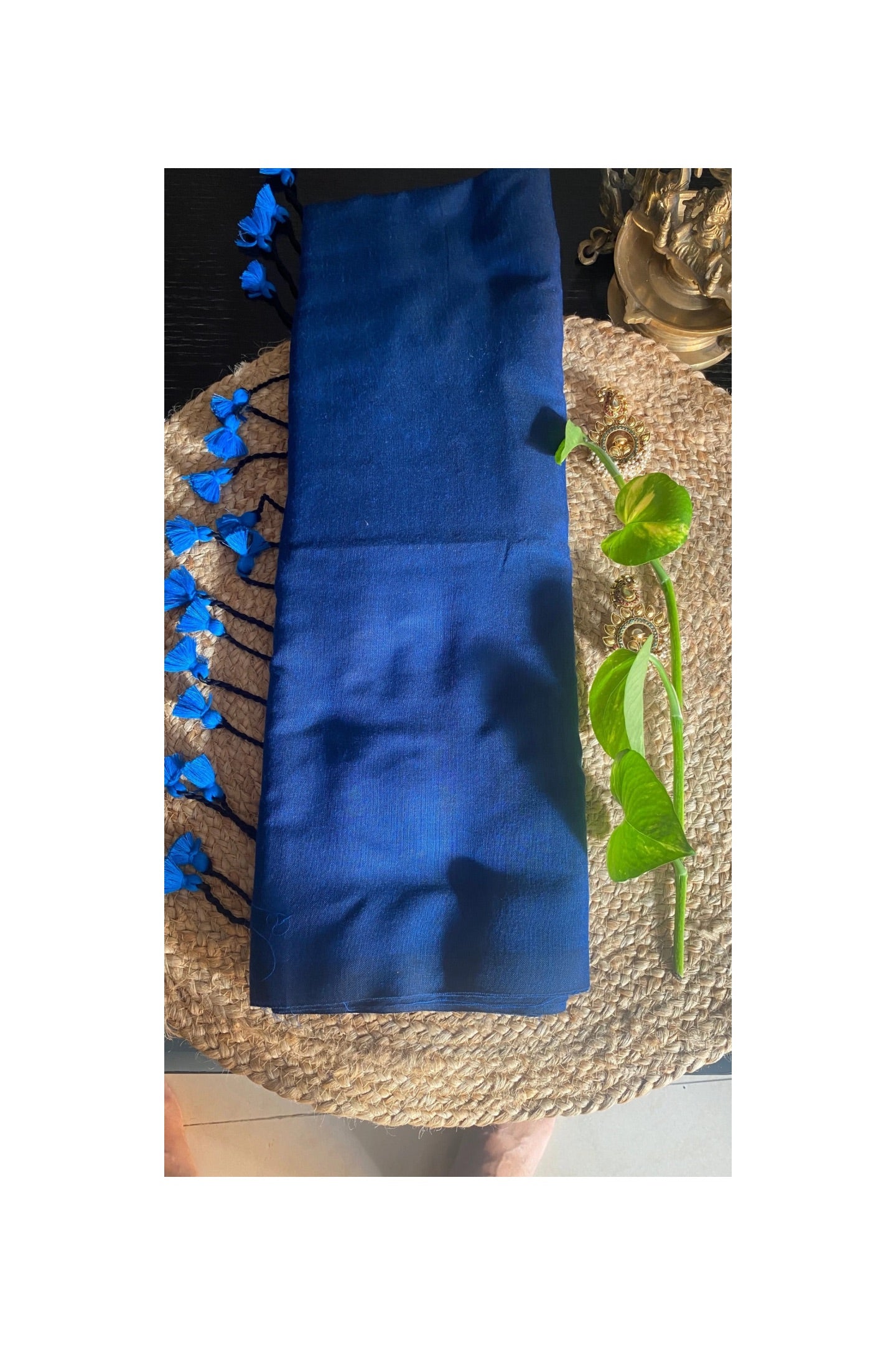 Blue Khadi cotton saree