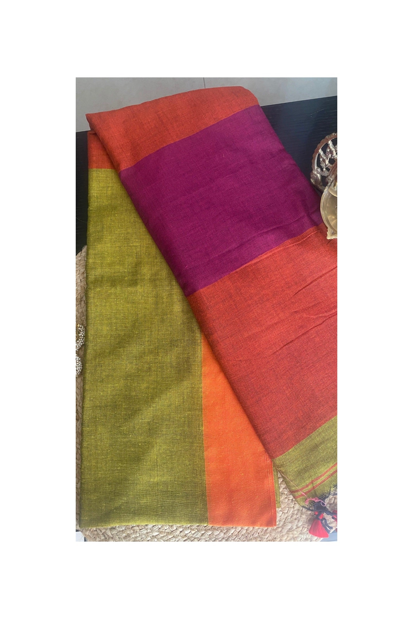 Mehendi green cotton saree