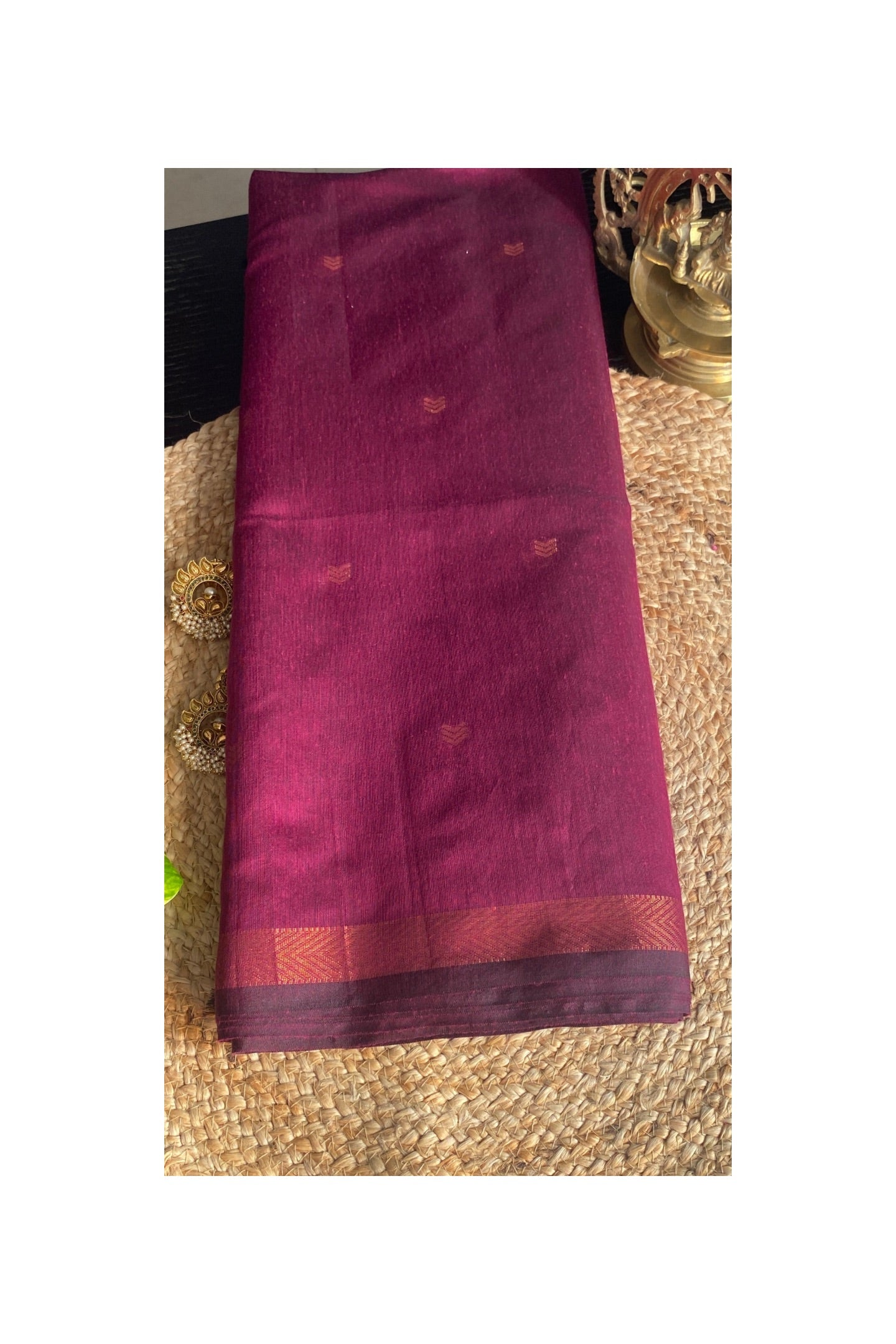 Maheshwari Maroon Saree