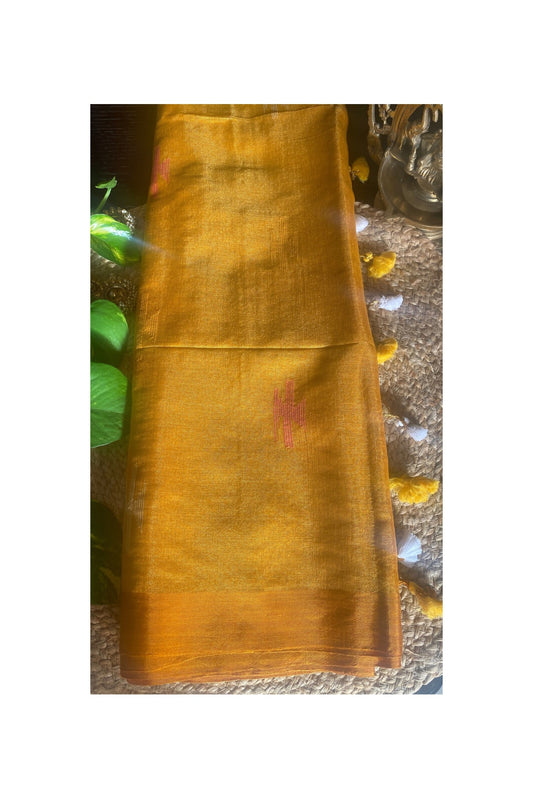 Yellow linen tissue saree