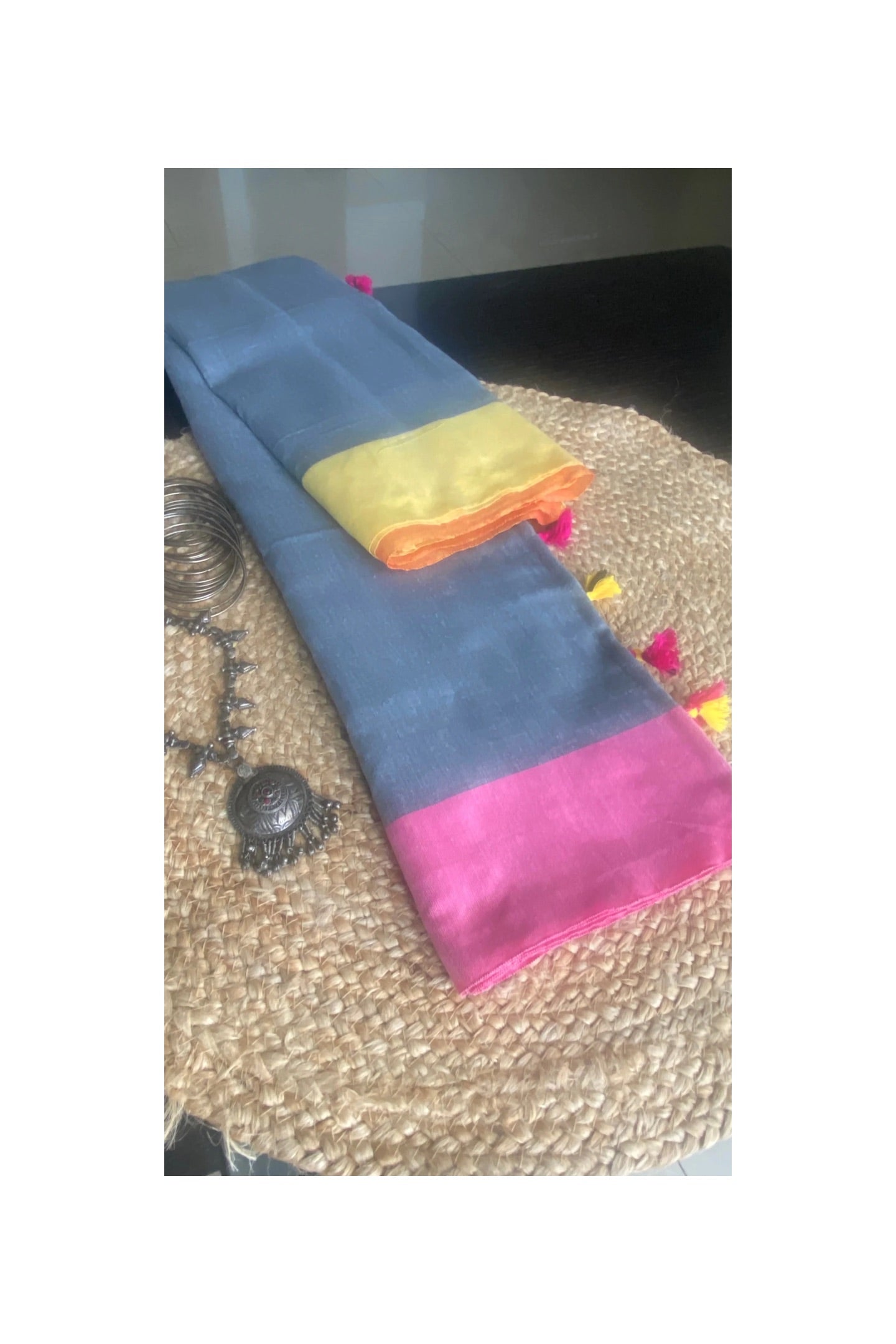 GREY COTTON SAREE
