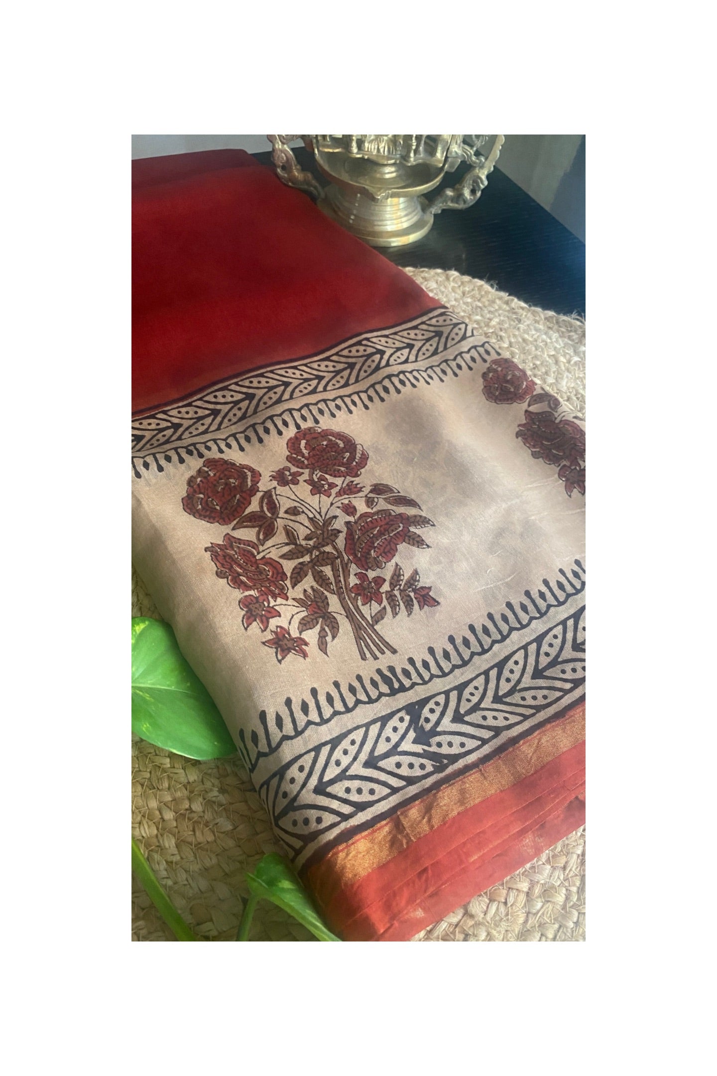 Maroon chanderi cotton saree